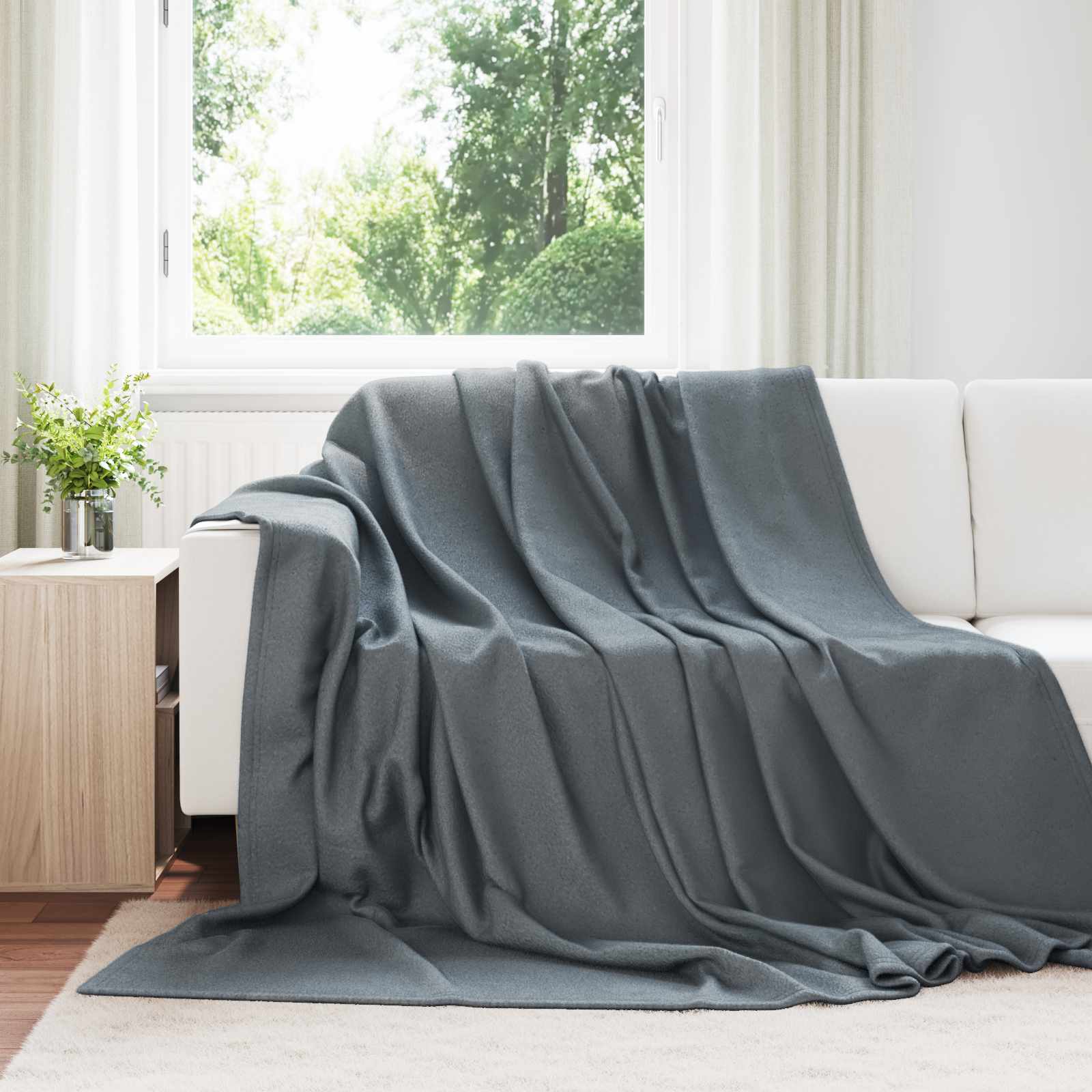 Wohndecken 6 stk. Dunkelgrau 240 x 220 cm 4.44 kg Fleece