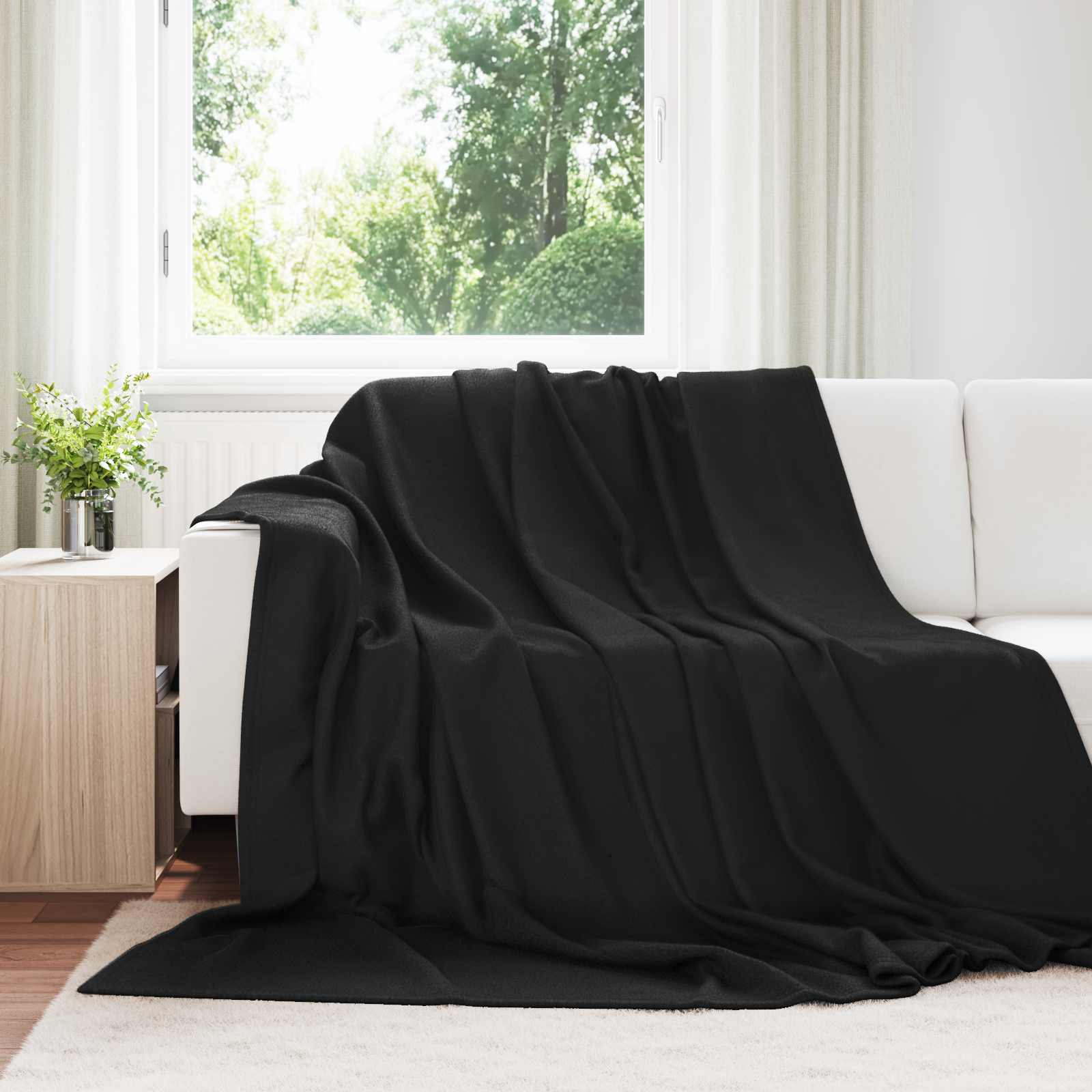 Wohndecken 6 stk. Schwarz 240 x 220 cm 4.28 kg Fleece