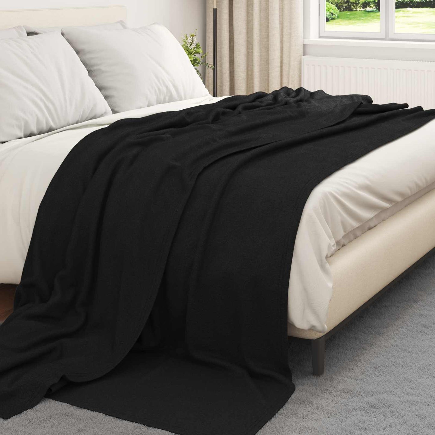 Wohndecken 6 stk. Schwarz 240 x 220 cm 4.28 kg Fleece
