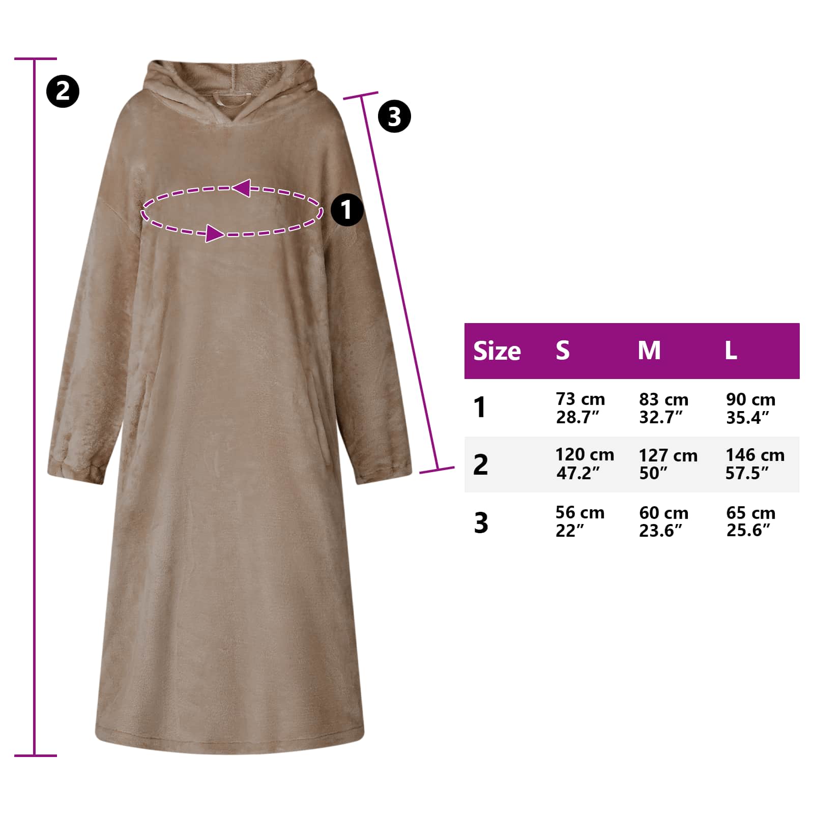Decken-Hoodie Kamel M Flanell