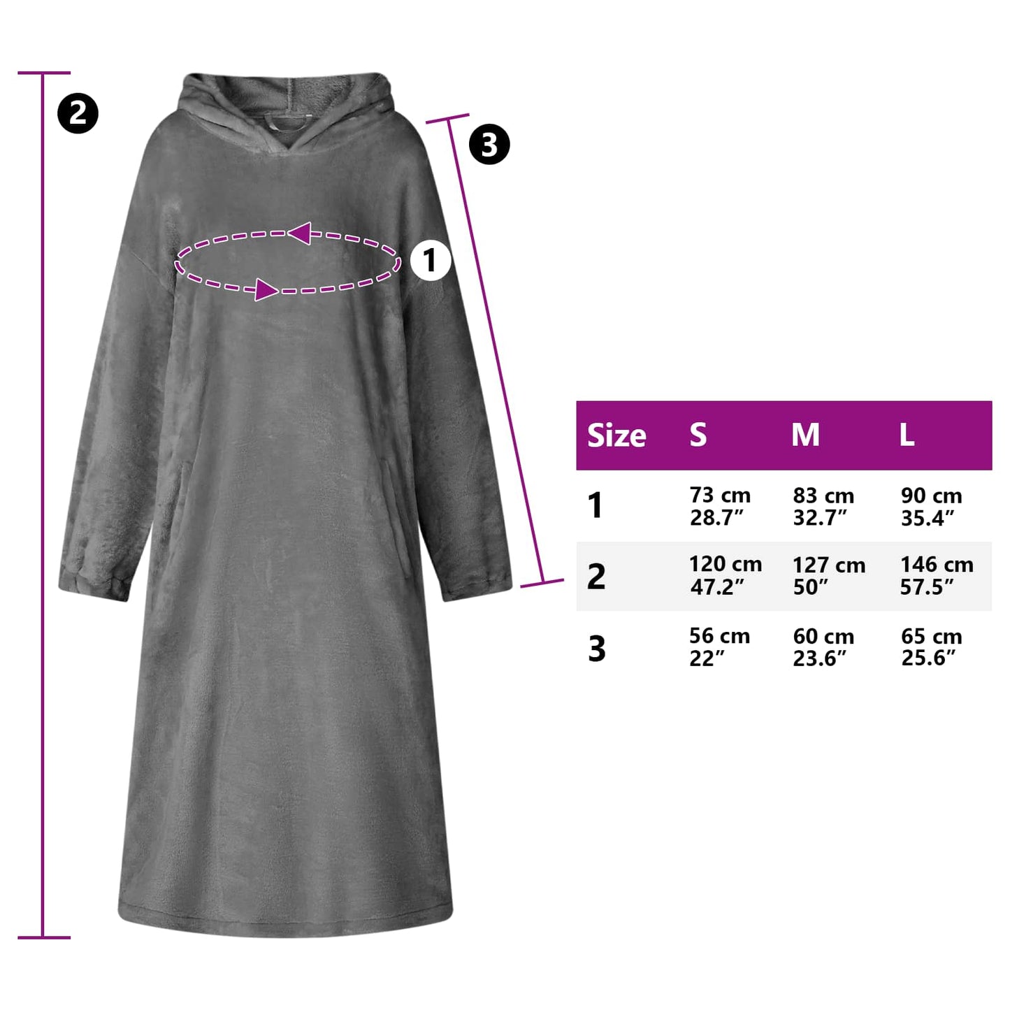 Decken-Hoodie Dunkelgrau L Flanell