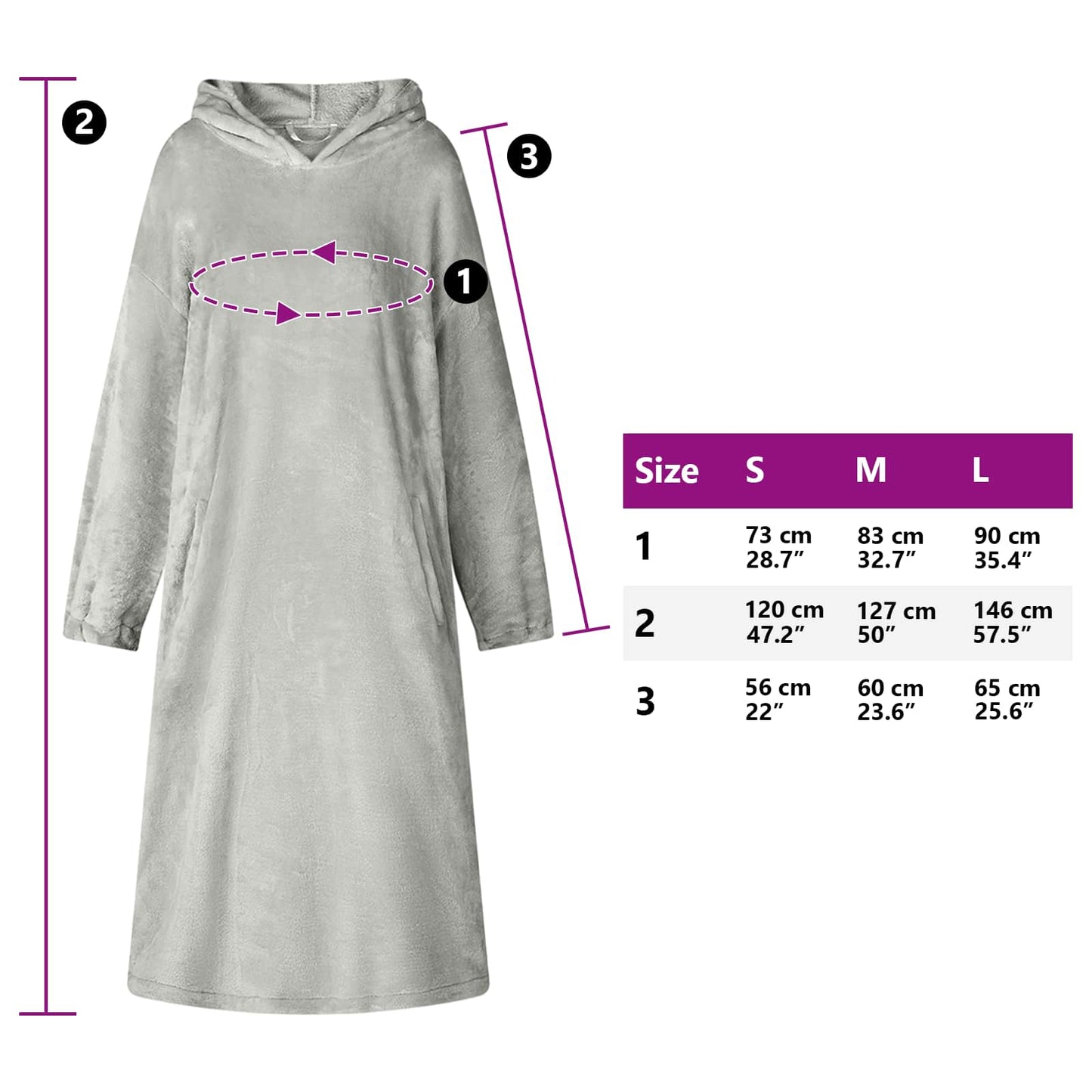 Decken-Hoodie Grau M Flanell