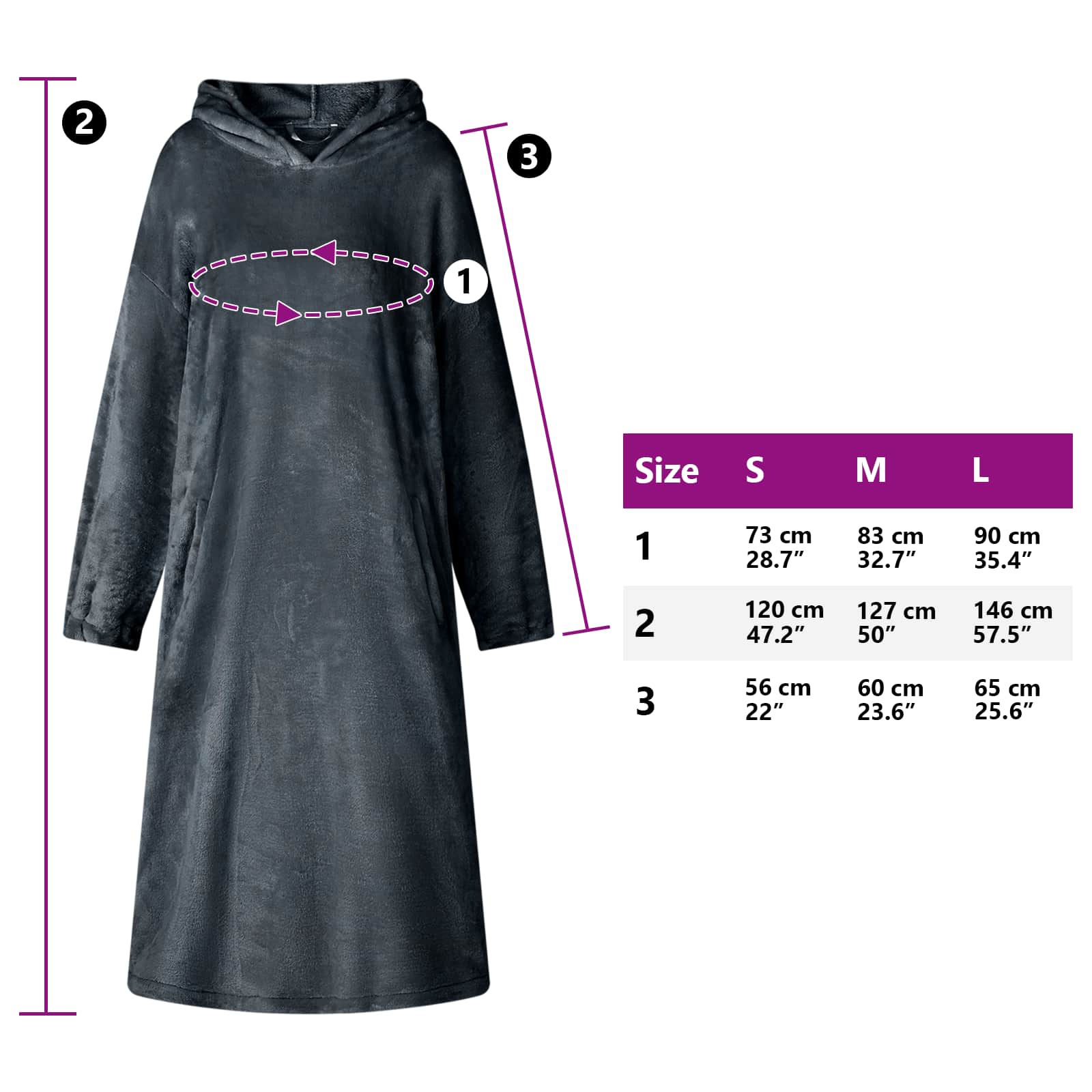 Decken-Hoodie Marineblau M Flanell