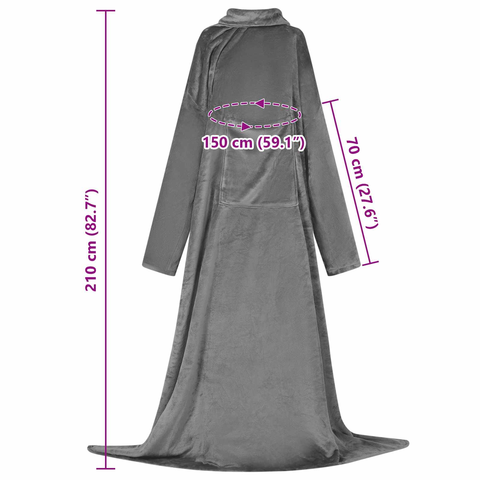 Decken-Hoodie Dunkelgrau F Flanell