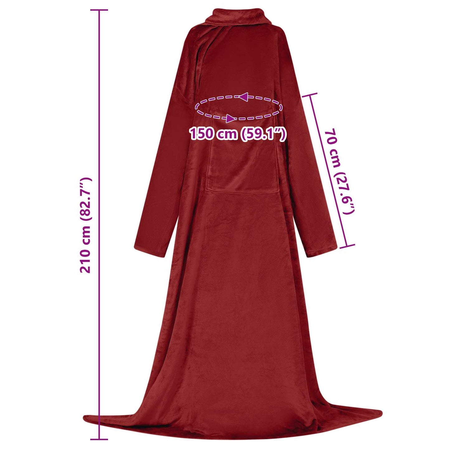 Decken-Hoodie Bordeauxrot F Flanell