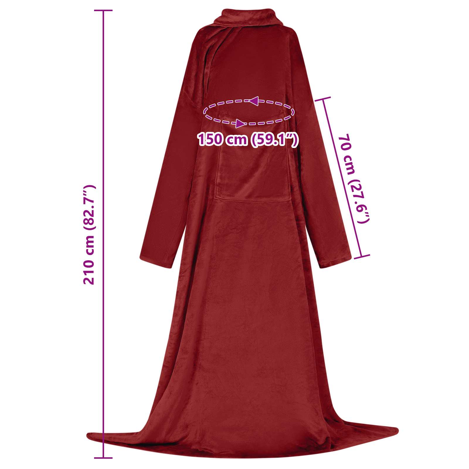 Decken-Hoodie Bordeauxrot F Flanell