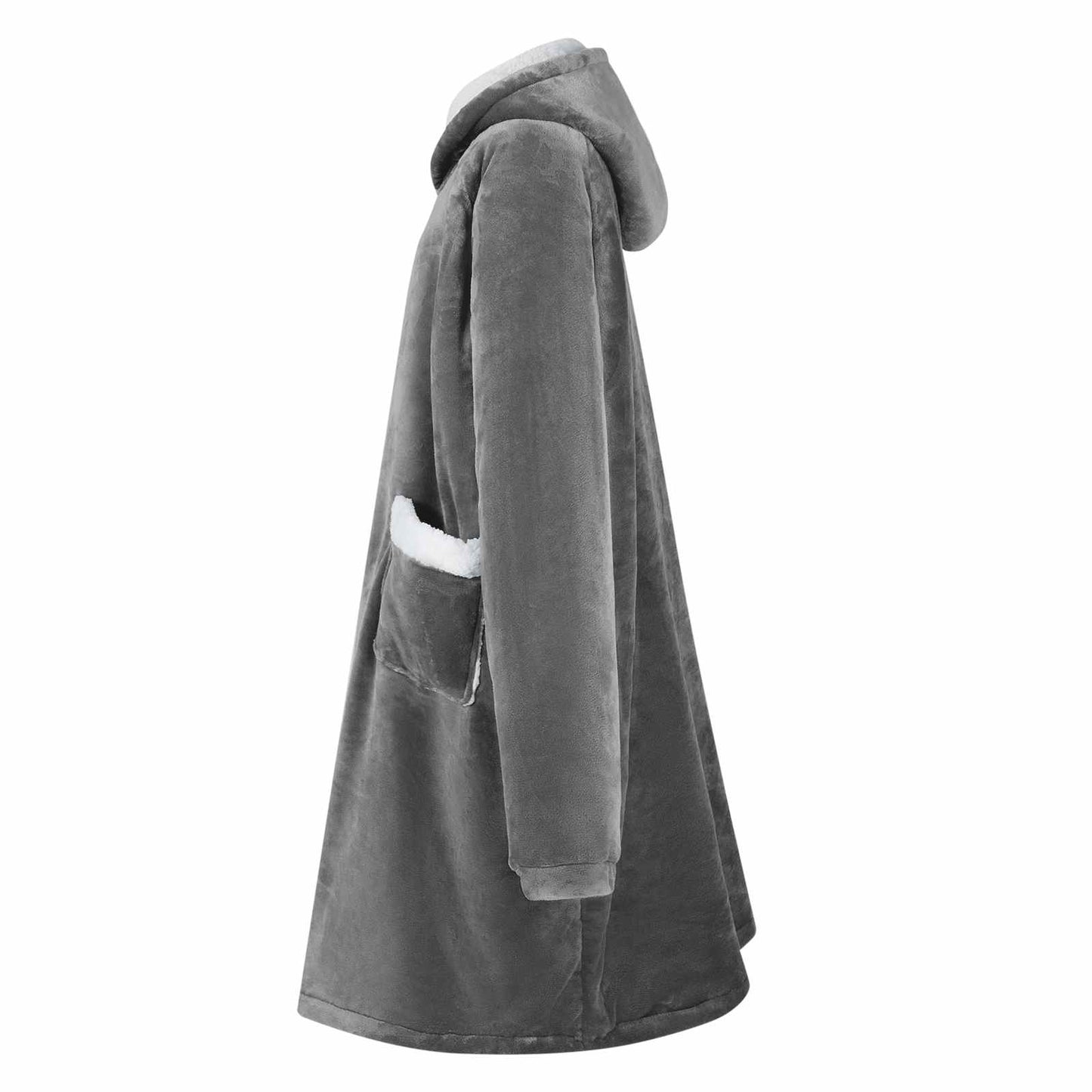 Decken-Hoodie Dunkelgrau L Fleece und Flanell