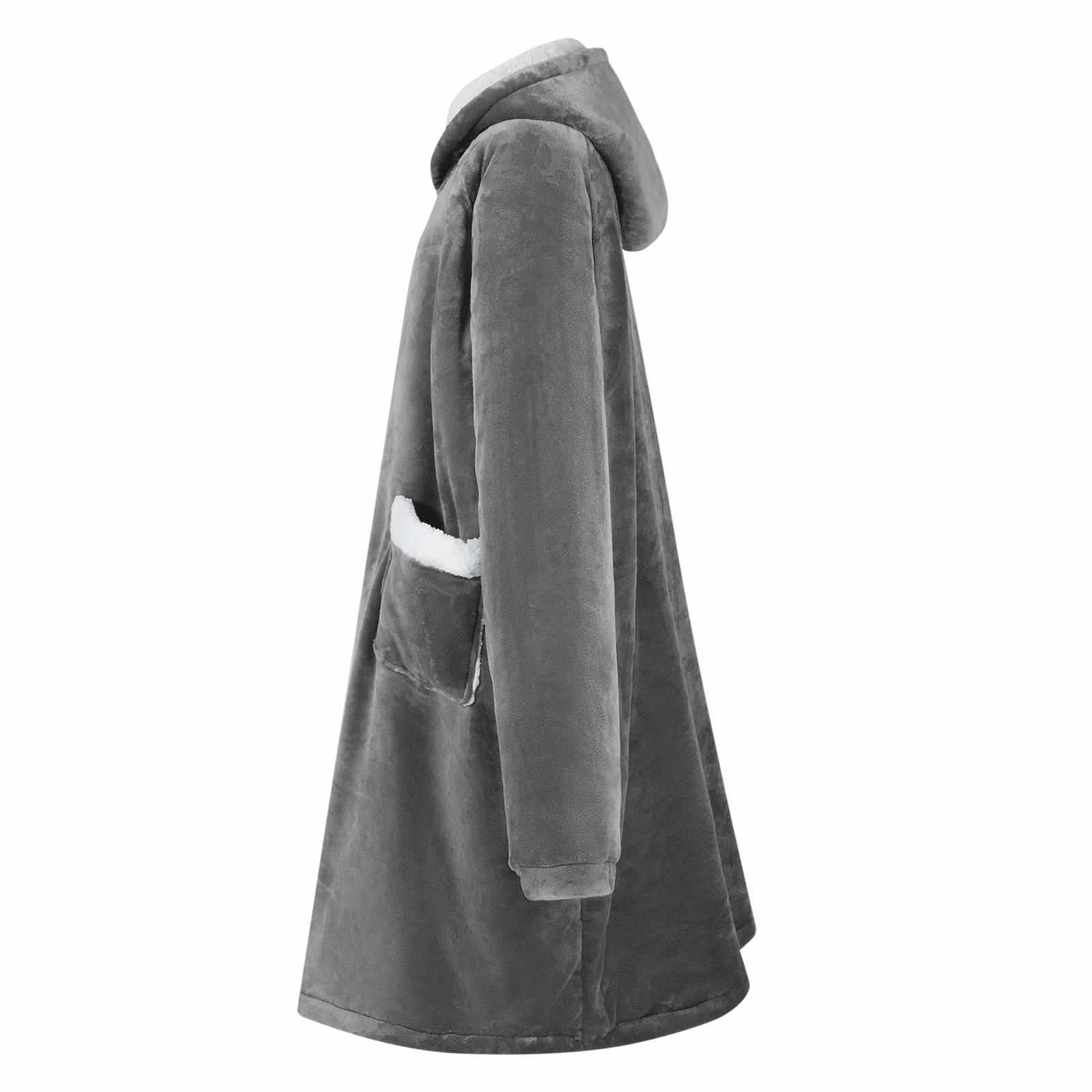 Decken-Hoodie Dunkelgrau L Fleece und Flanell