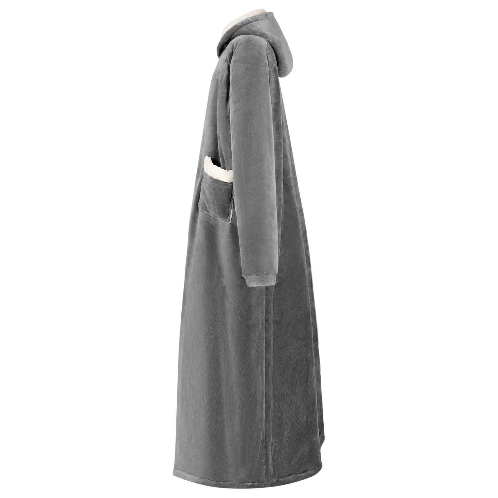 Decken-Hoodie Dunkelgrau L Fleece und Flanell