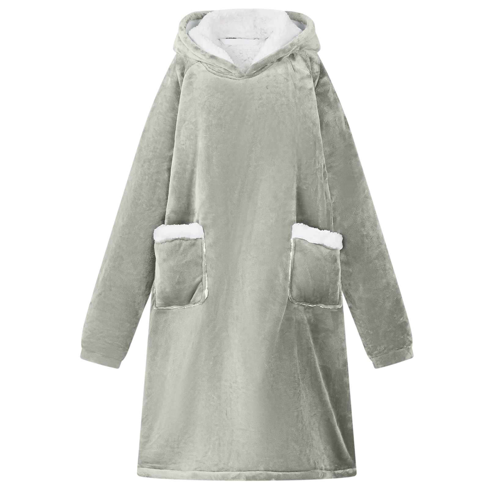 Decken-Hoodie Grau M Fleece und Flanell