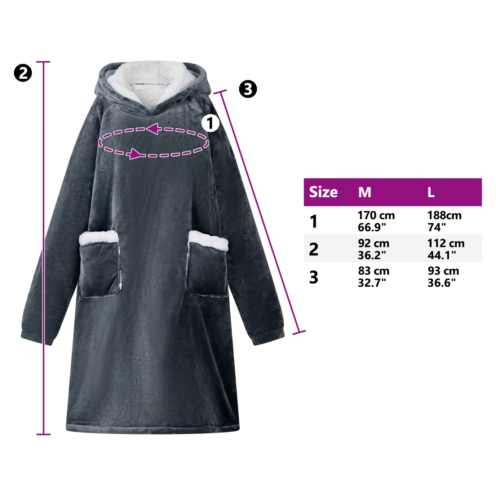 Decken-Hoodie Marineblau M Fleece und Flanell