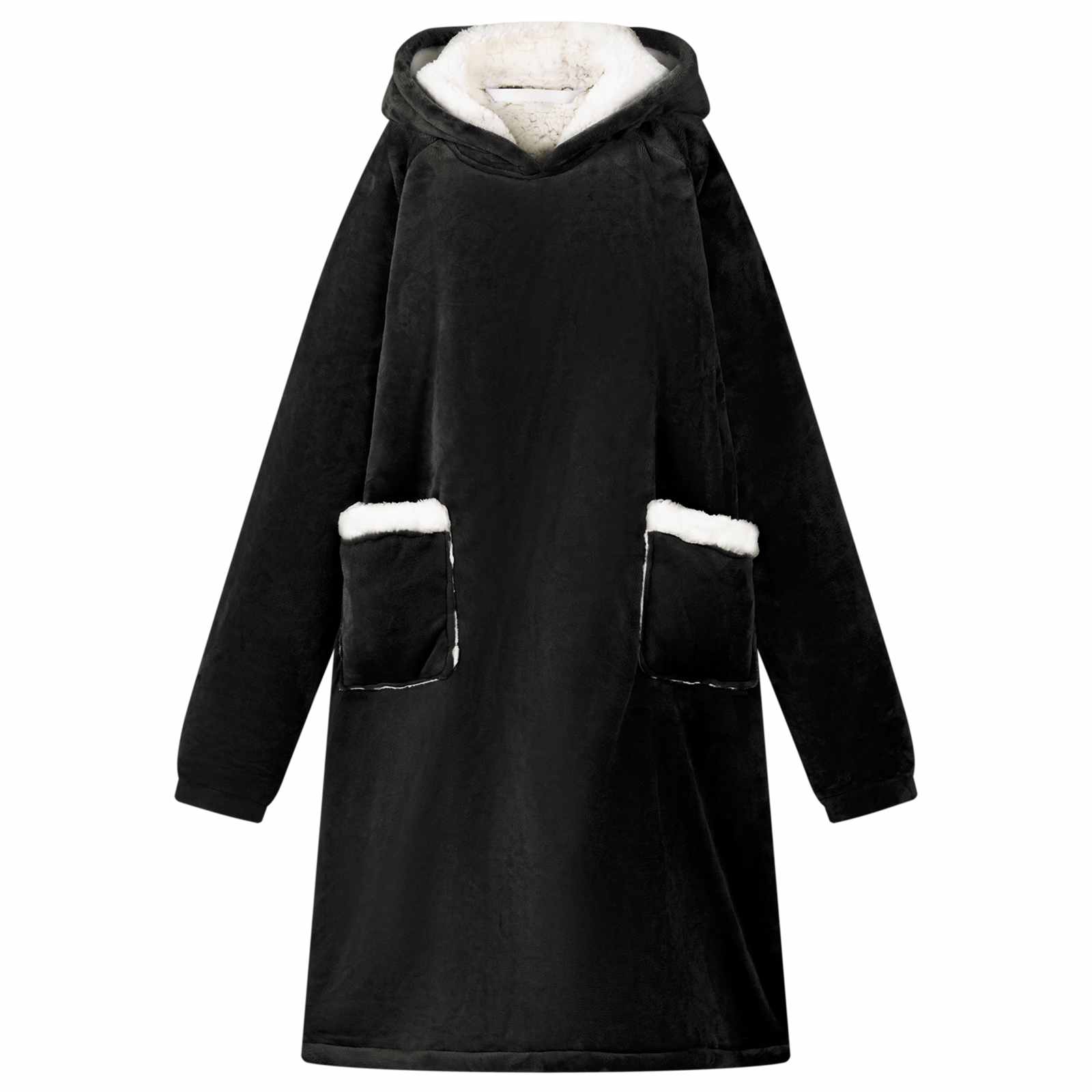 Decken-Hoodie Schwarz M Fleece und Flanell