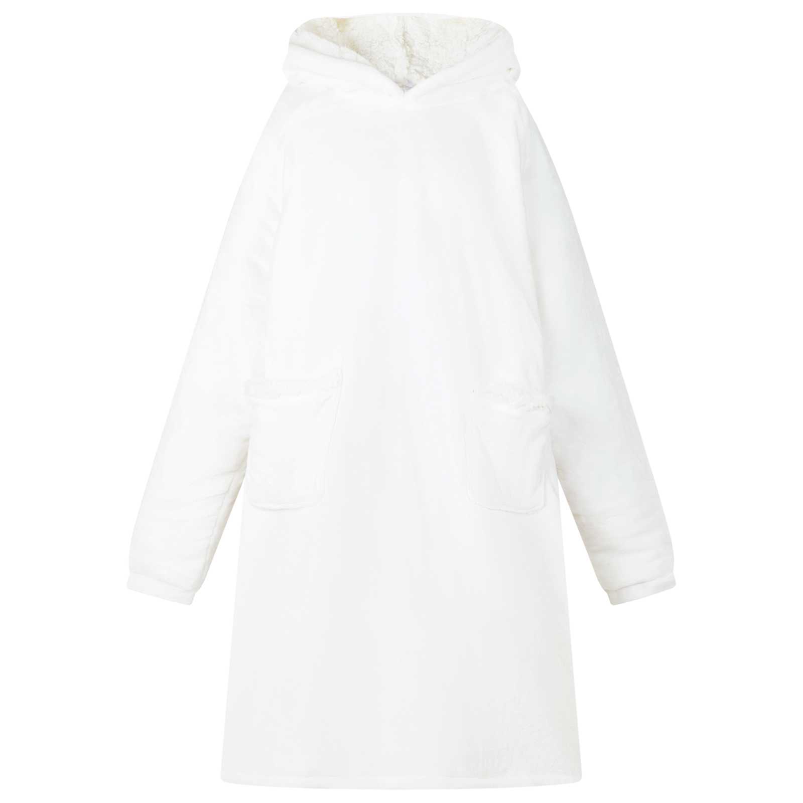 Decken-Hoodie Weiß M Fleece und Flanell