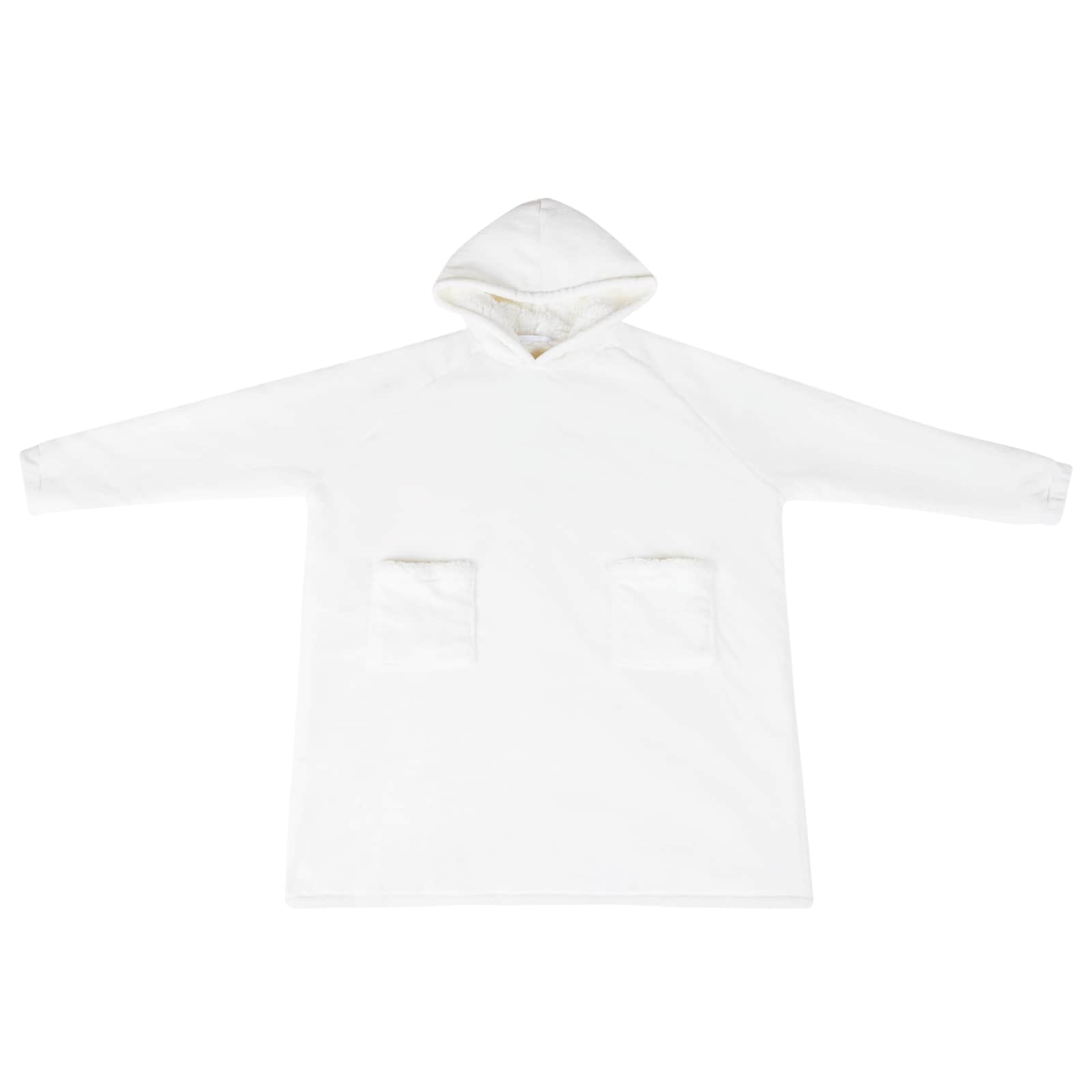 Decken-Hoodie Weiß M Fleece und Flanell