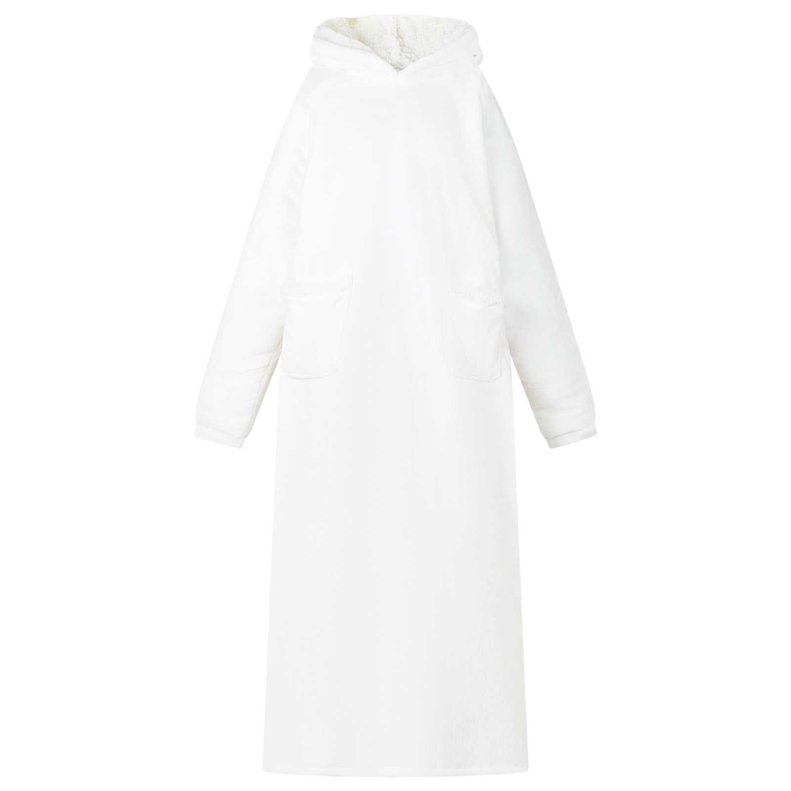 Decken-Hoodie Weiß L Fleece und Flanell