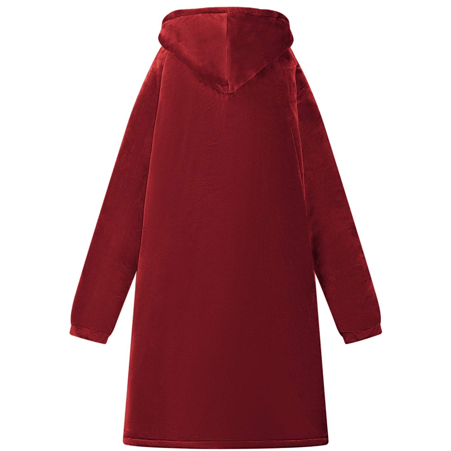 Decken-Hoodie Bordeauxrot M Fleece und Flanell