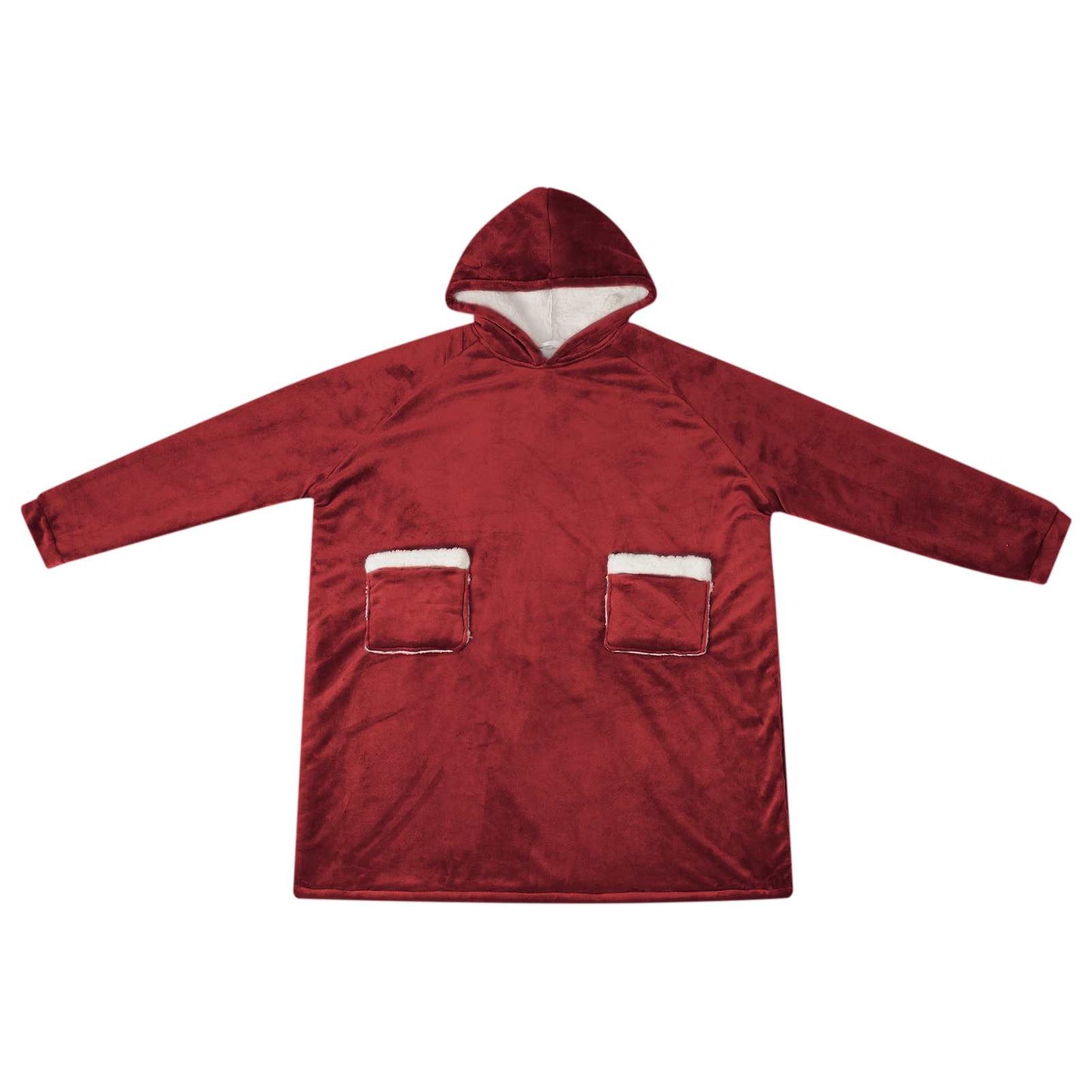 Decken-Hoodie Bordeauxrot L Fleece und Flanell