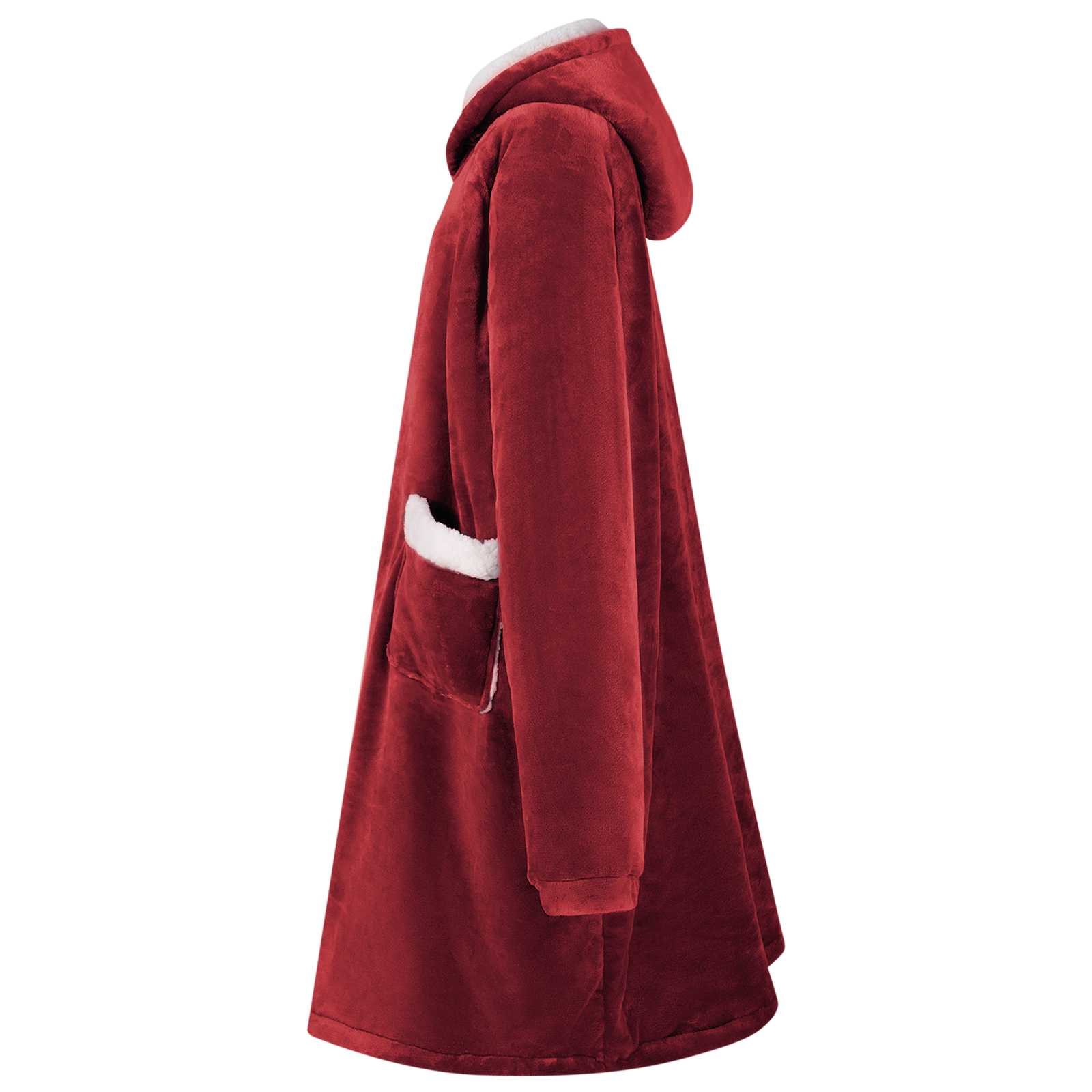 Decken-Hoodie Bordeauxrot L Fleece und Flanell