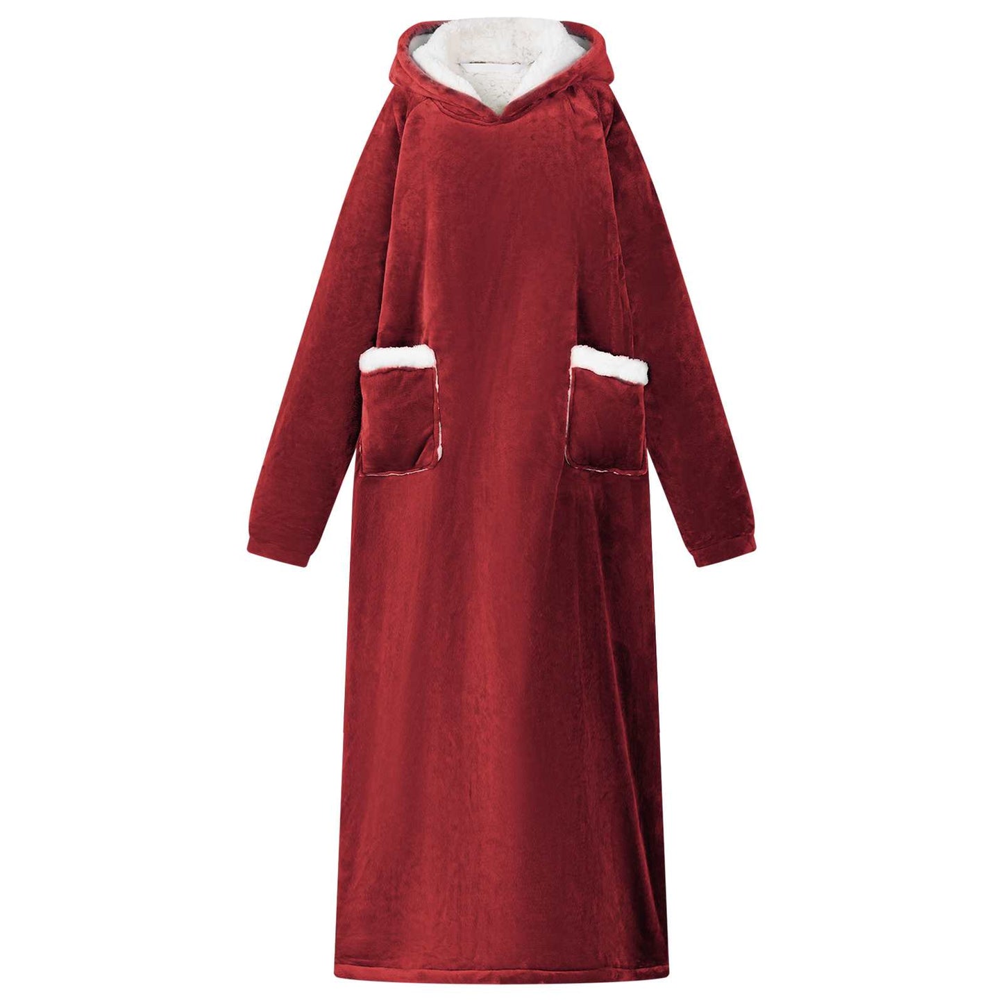 Decken-Hoodie Bordeauxrot M Fleece und Flanell