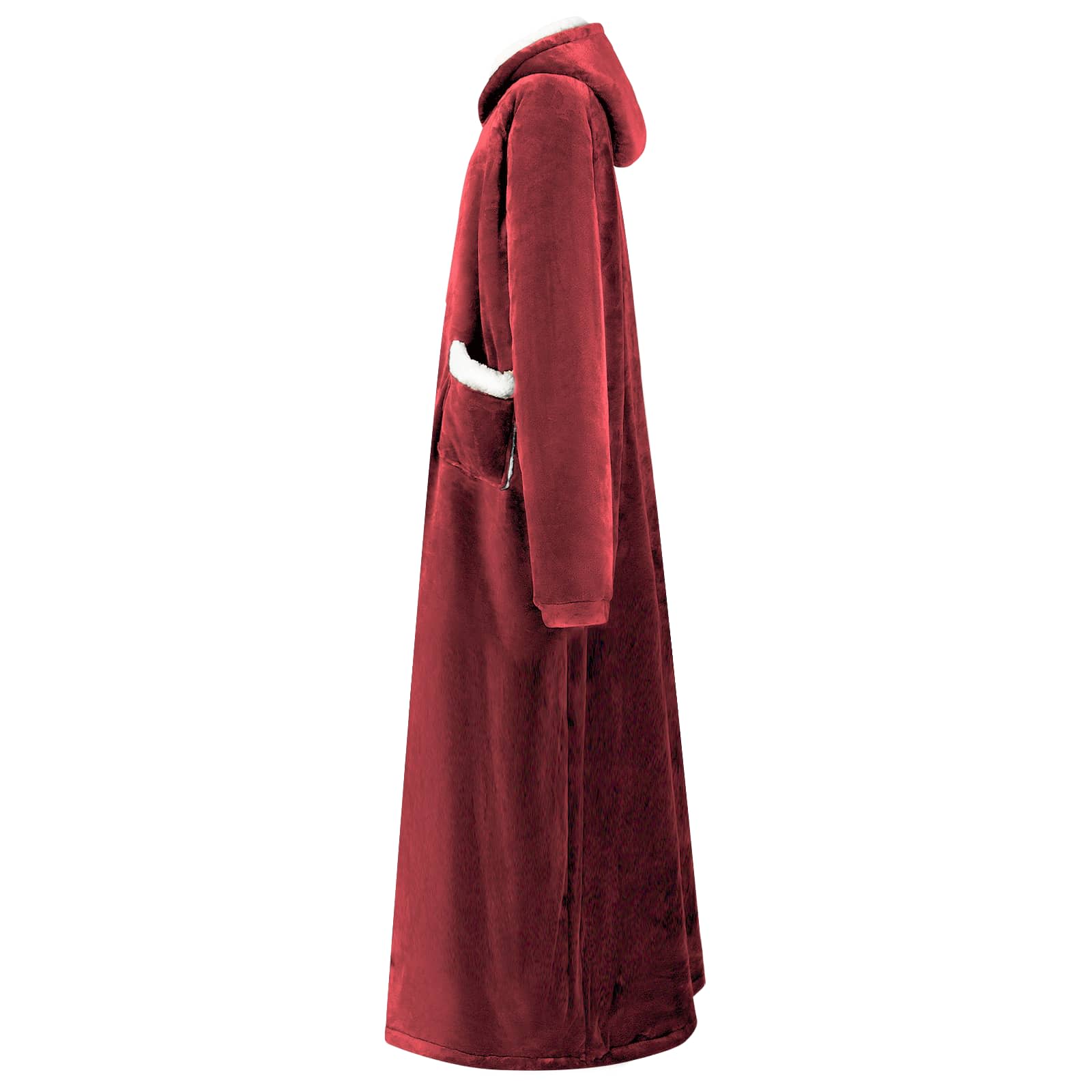 Decken-Hoodie Bordeauxrot M Fleece und Flanell