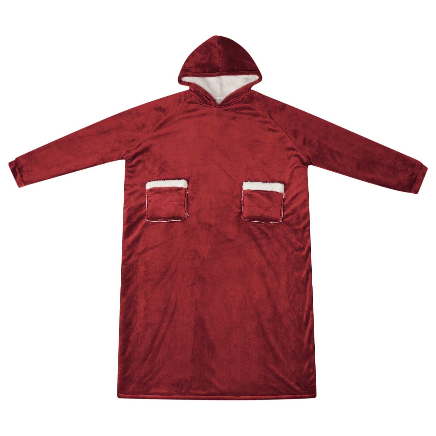 Decken-Hoodie Bordeauxrot L Fleece und Flanell