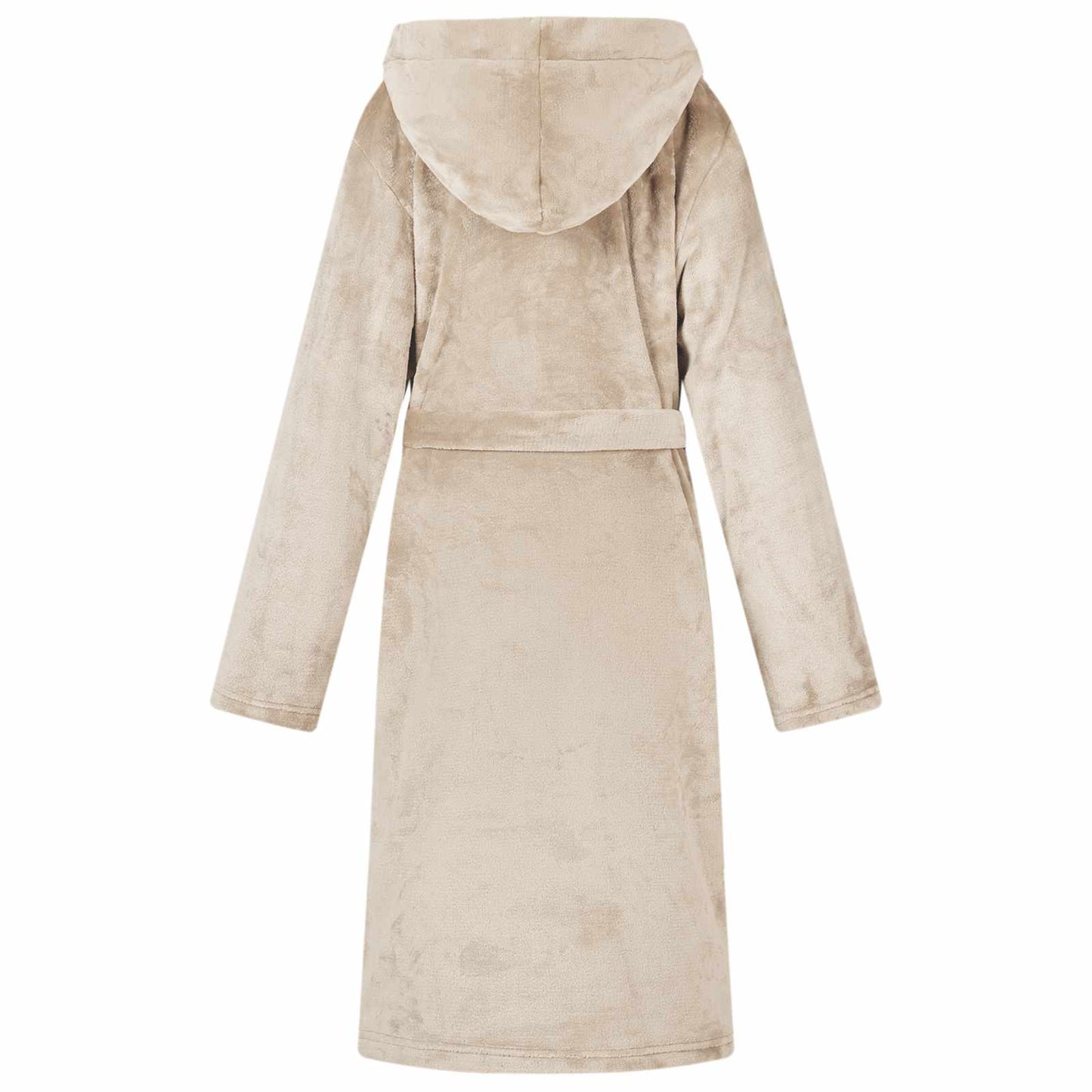 Bademantel Hoodie Beige S Flanell
