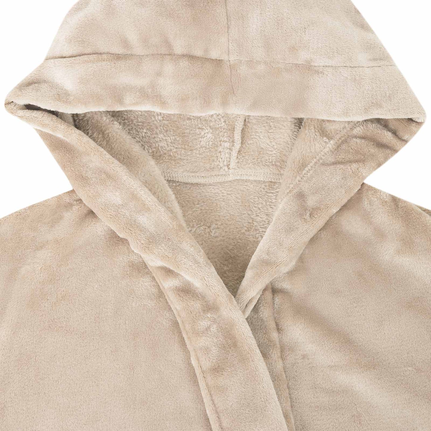 Bademantel Hoodie Beige M Flanell