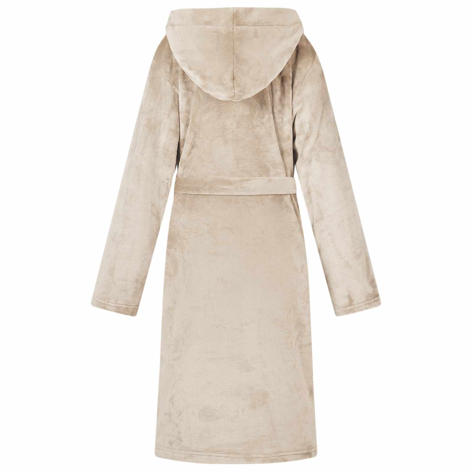 Bademantel Hoodie Beige M Flanell