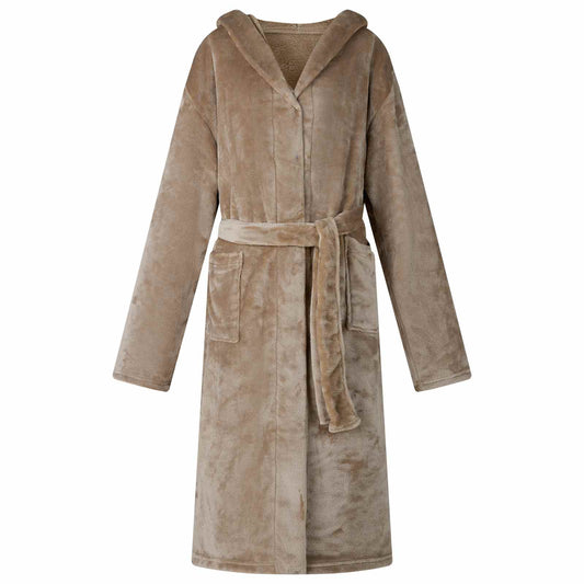 Bademantel Hoodie Kamel M Flanell