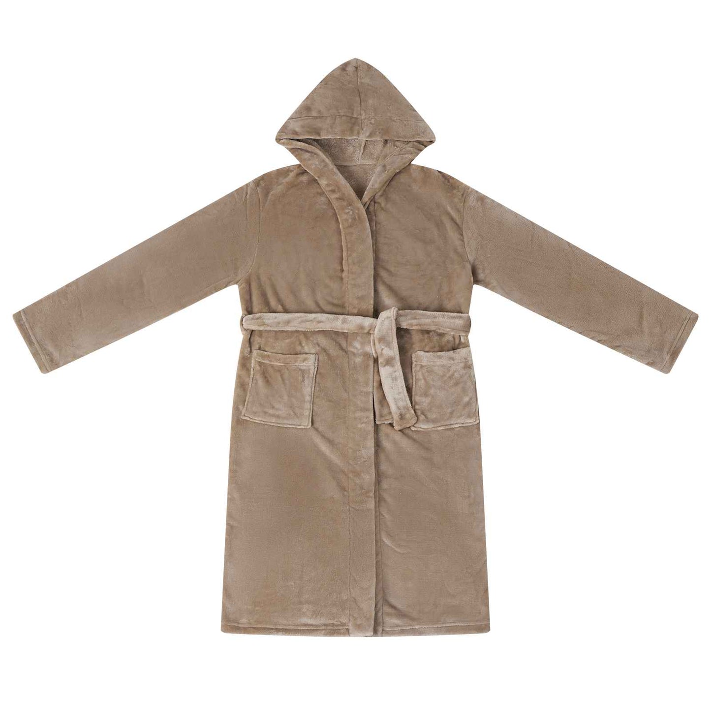 Bademantel Hoodie Kamel L Flanell