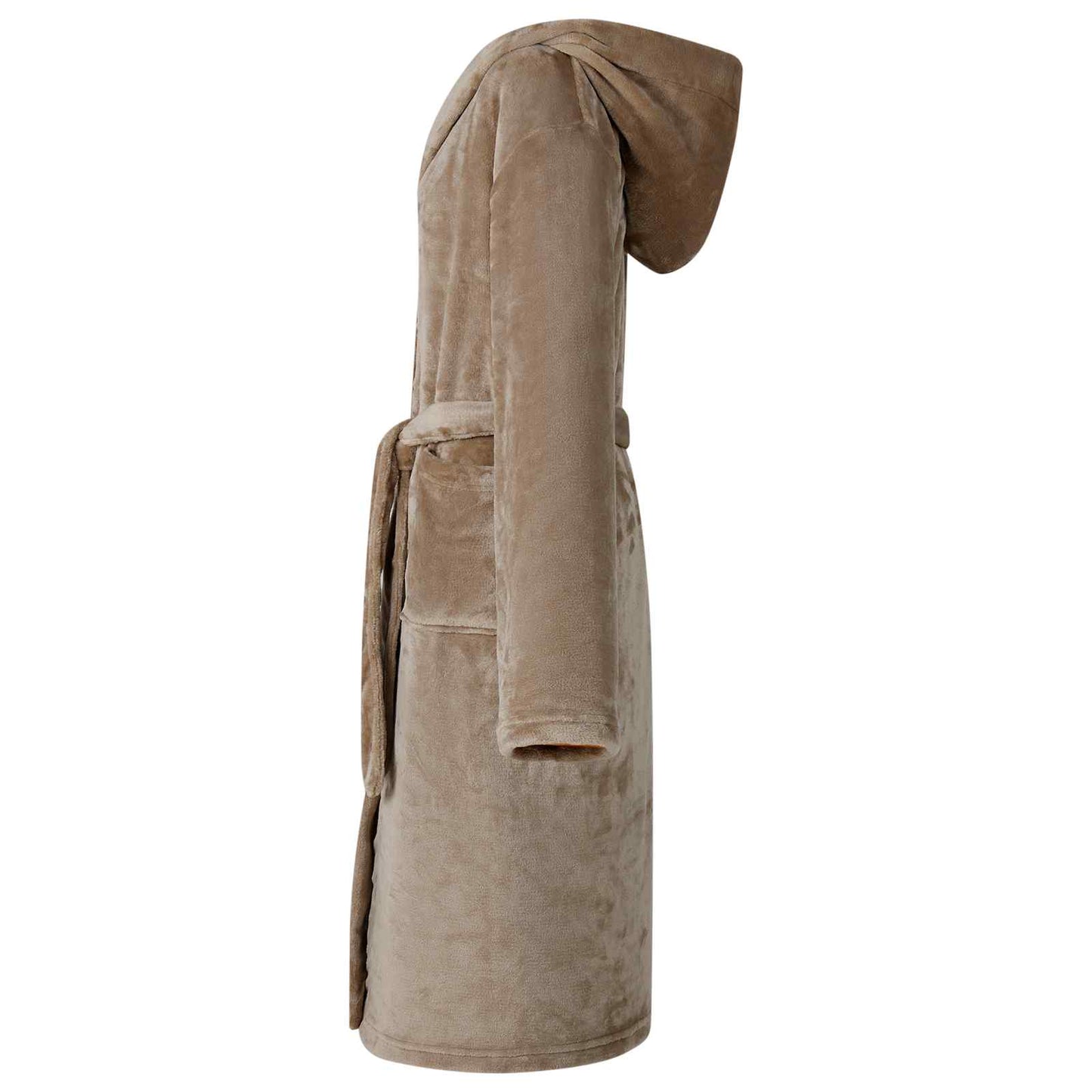 Bademantel Hoodie Kamel L Flanell