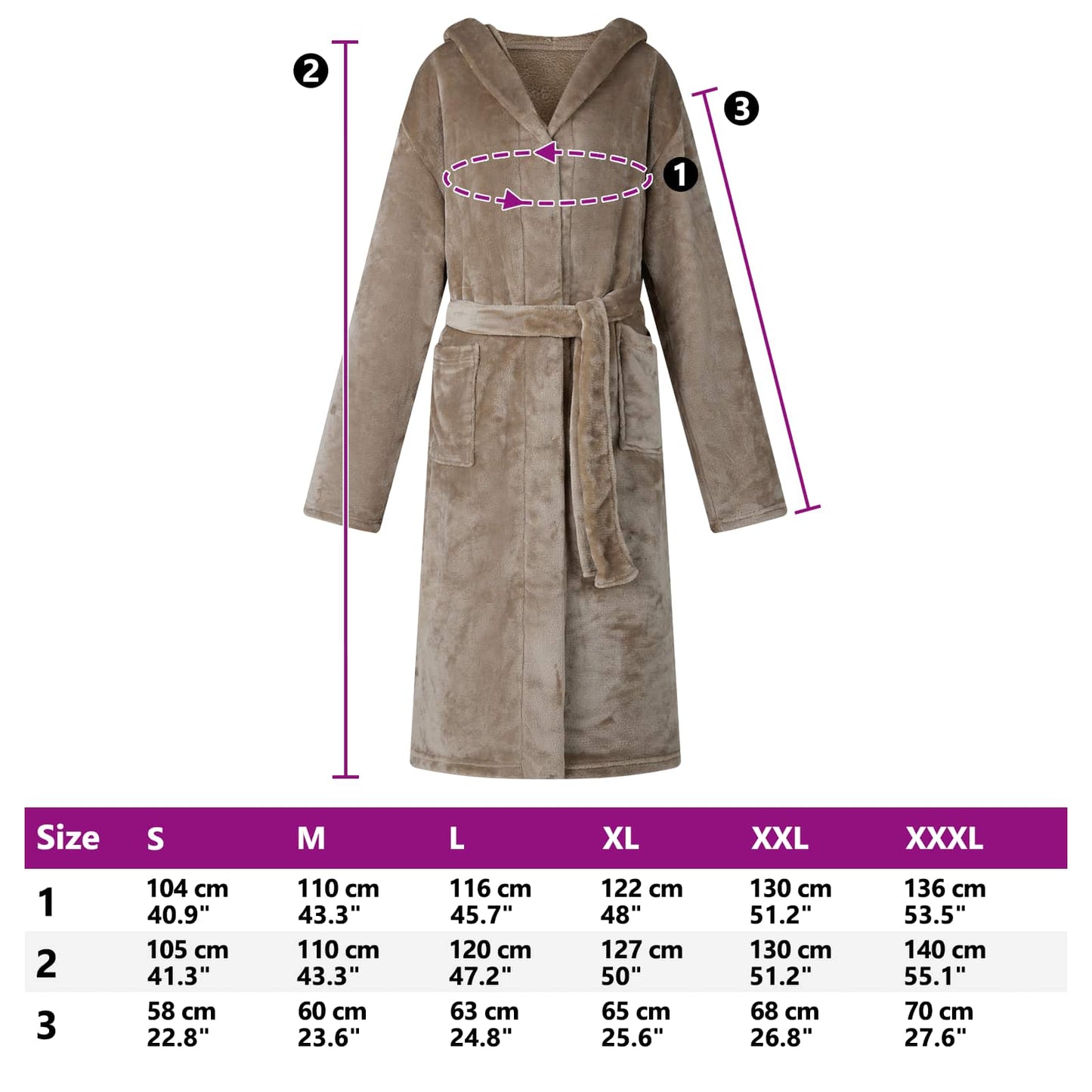 Bademantel Hoodie Kamel L Flanell
