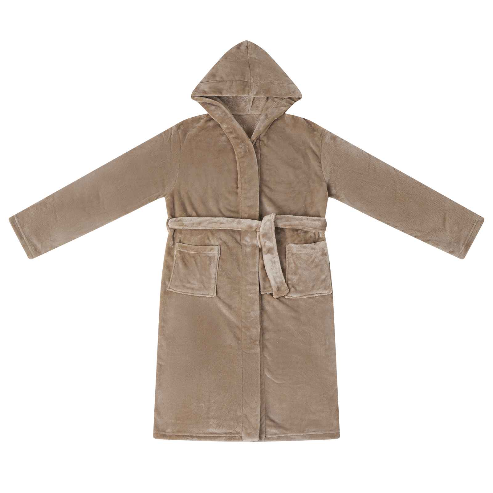 Bademantel Hoodie Kamel XXL Flanell