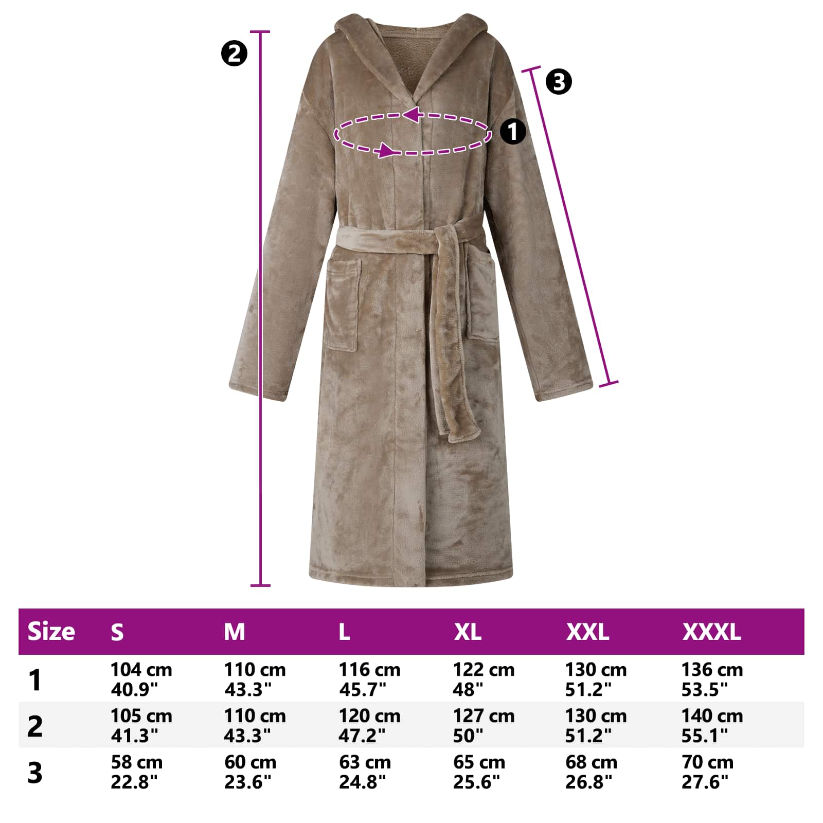 Bademantel Hoodie Kamel XXL Flanell