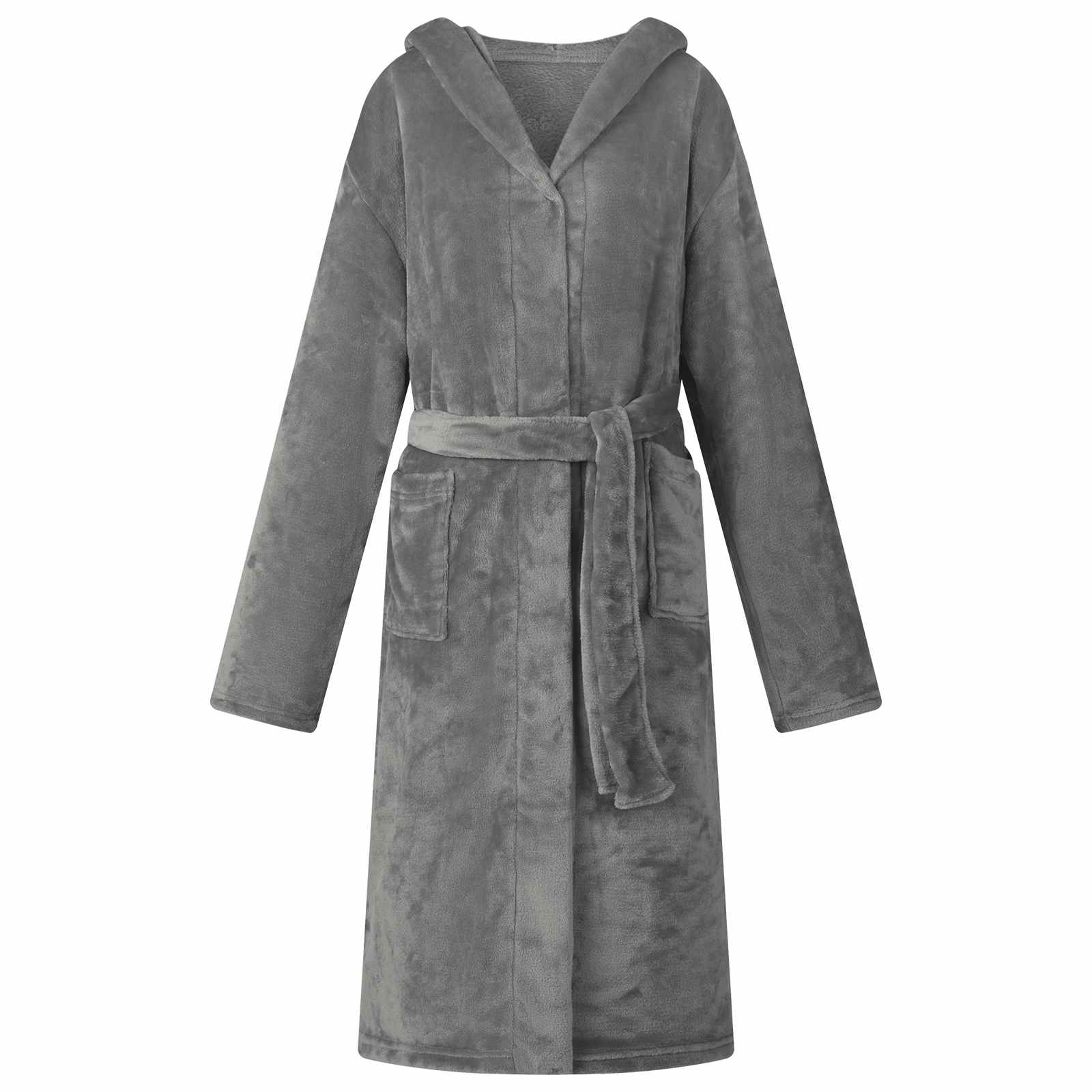 Bademantel Hoodie Dunkelgrau S Flanell