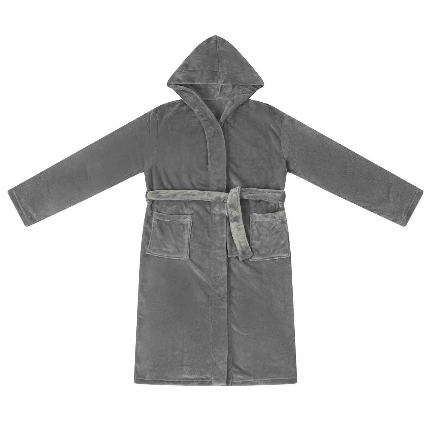 Bademantel Hoodie Dunkelgrau S Flanell