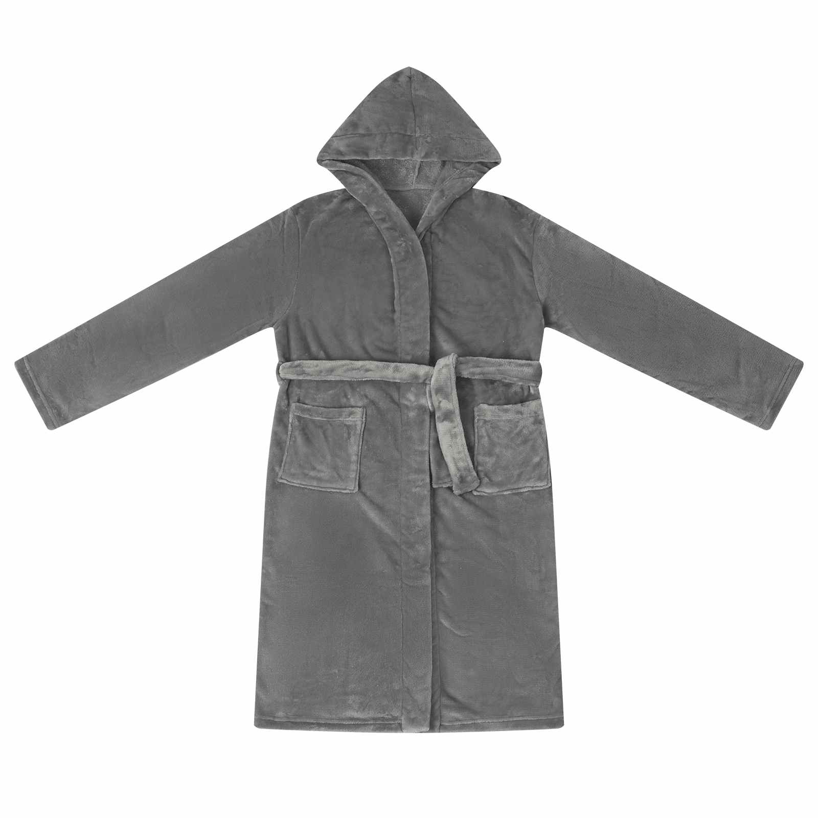 Bademantel Hoodie Dunkelgrau M Flanell