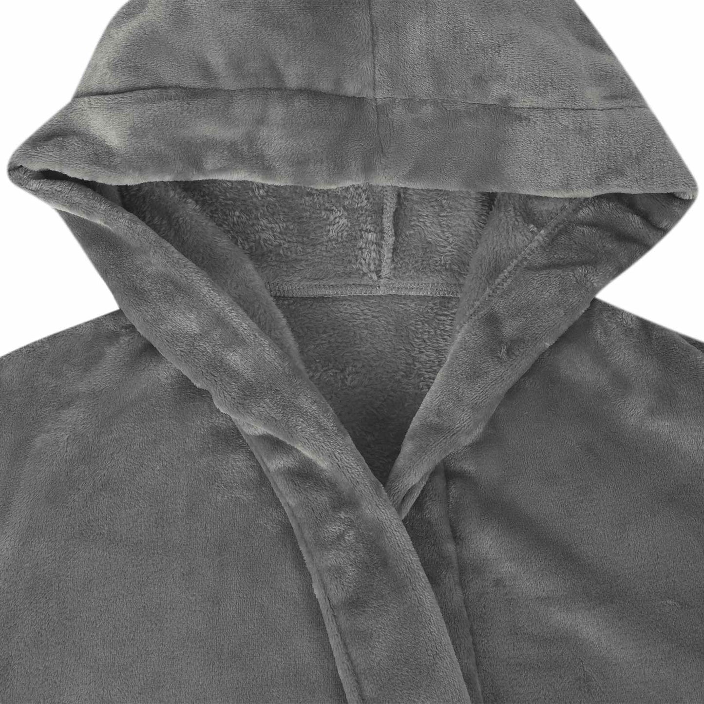 Bademantel Hoodie Dunkelgrau XL Flanell