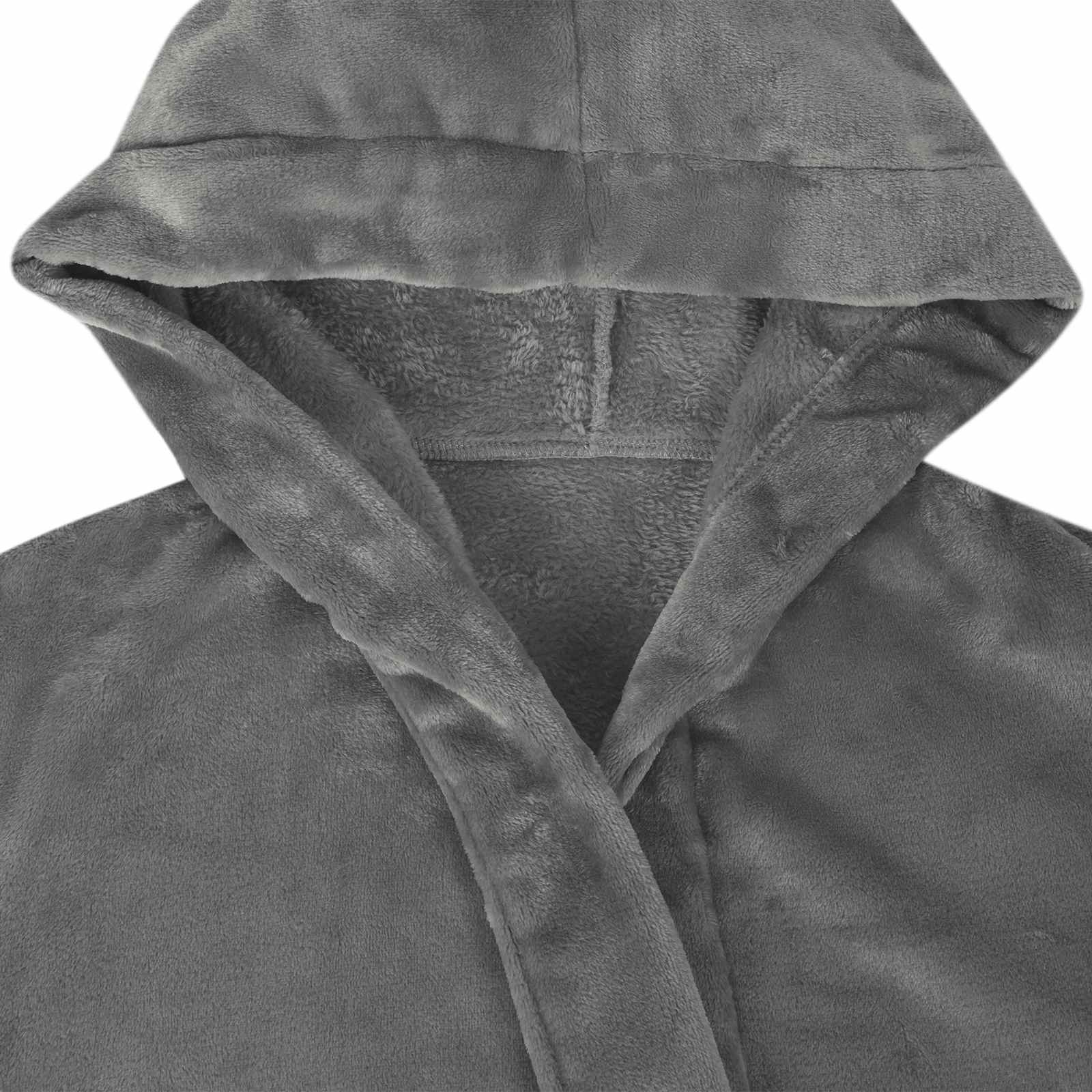 Bademantel Hoodie Dunkelgrau XXL Flanell