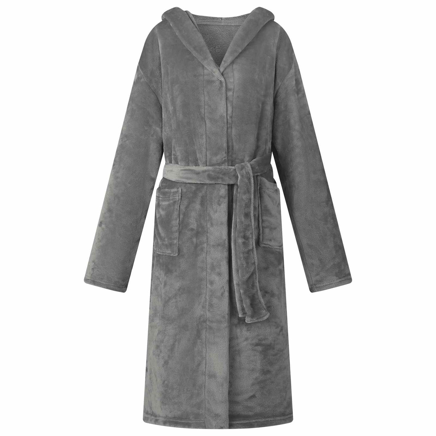 Bademantel Hoodie Dunkelgrau XXL Flanell