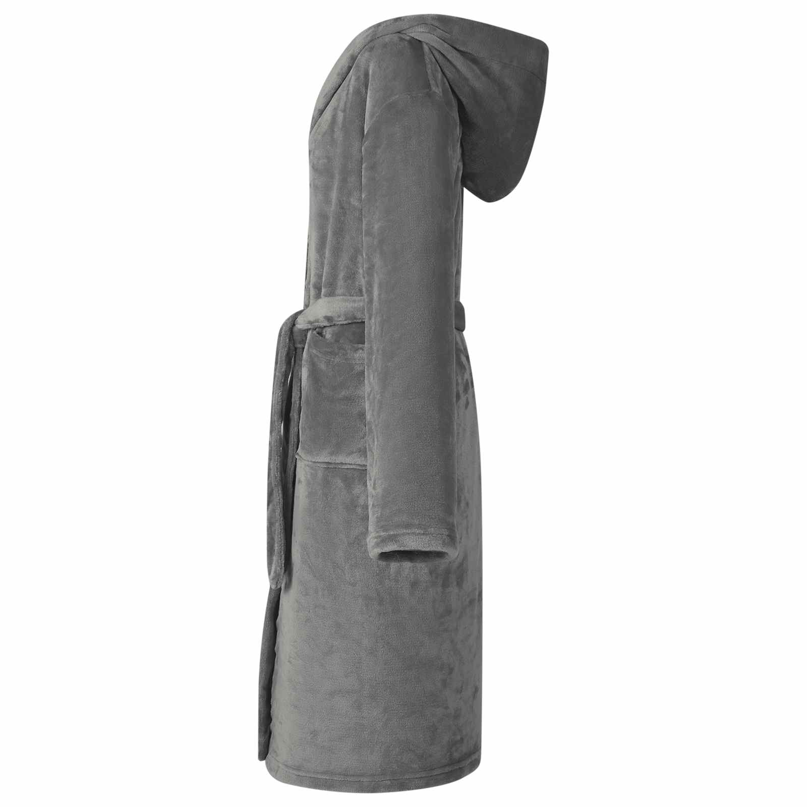 Bademantel Hoodie Dunkelgrau XXL Flanell