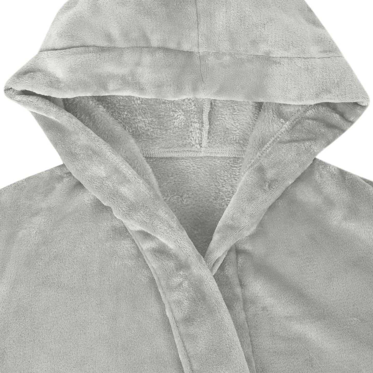 Bademantel Hoodie Grau M Flanell