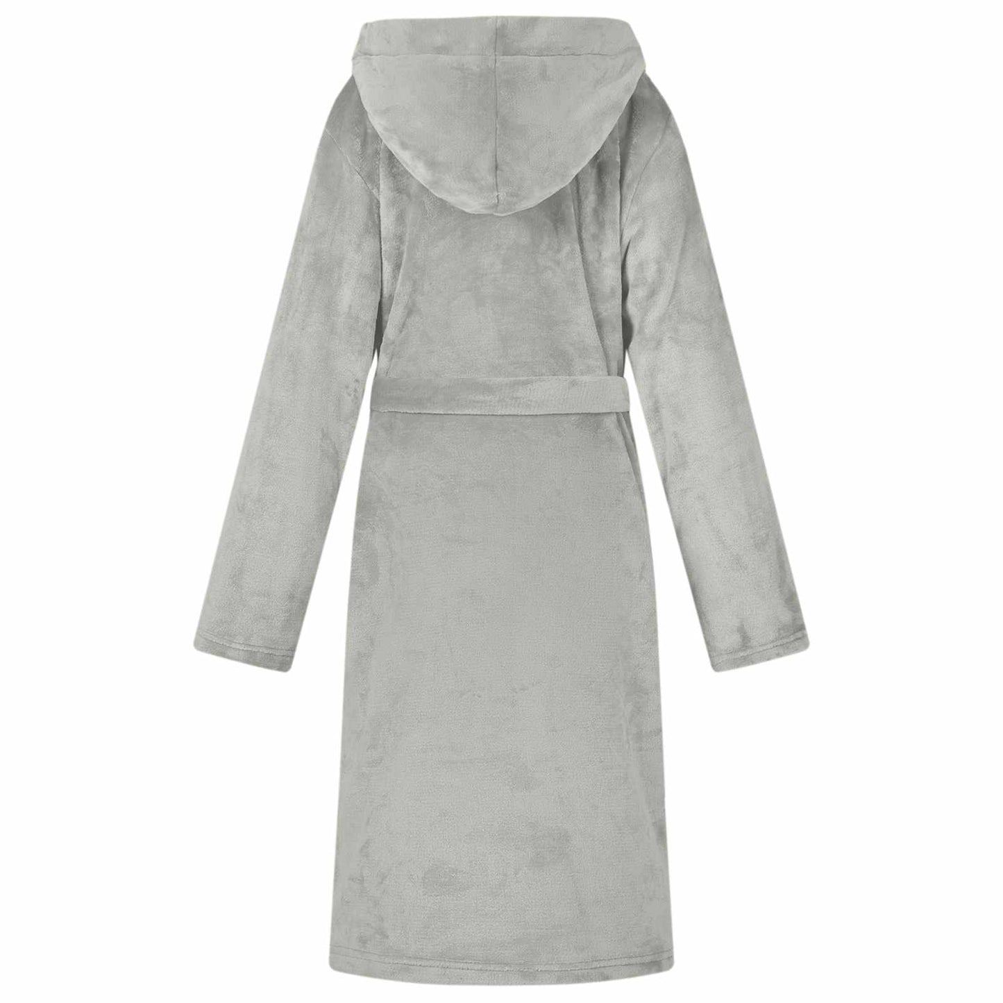 Bademantel Hoodie Grau M Flanell