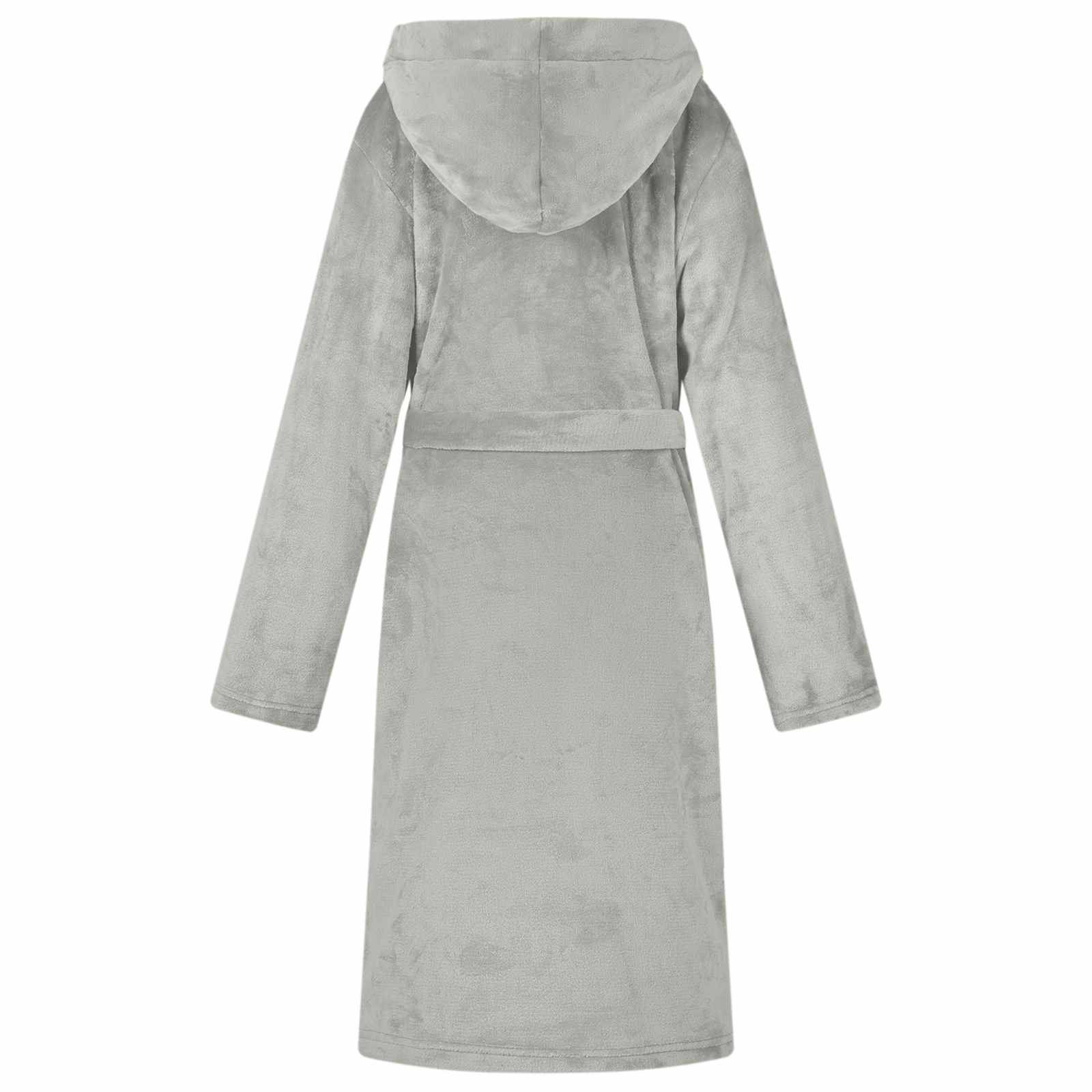 Bademantel Hoodie Grau XL Flanell