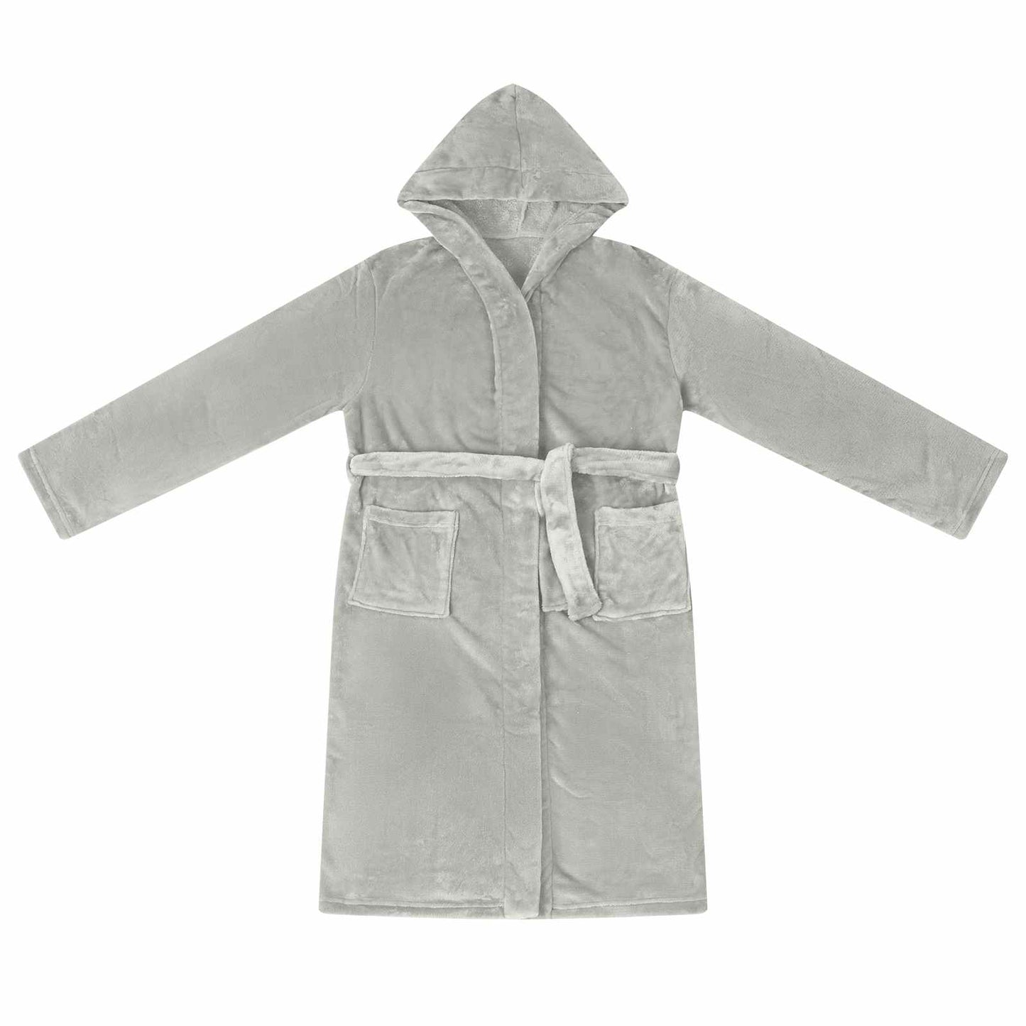 Bademantel Hoodie Grau XL Flanell
