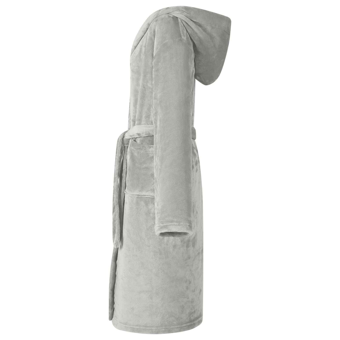 Bademantel Hoodie Grau XL Flanell