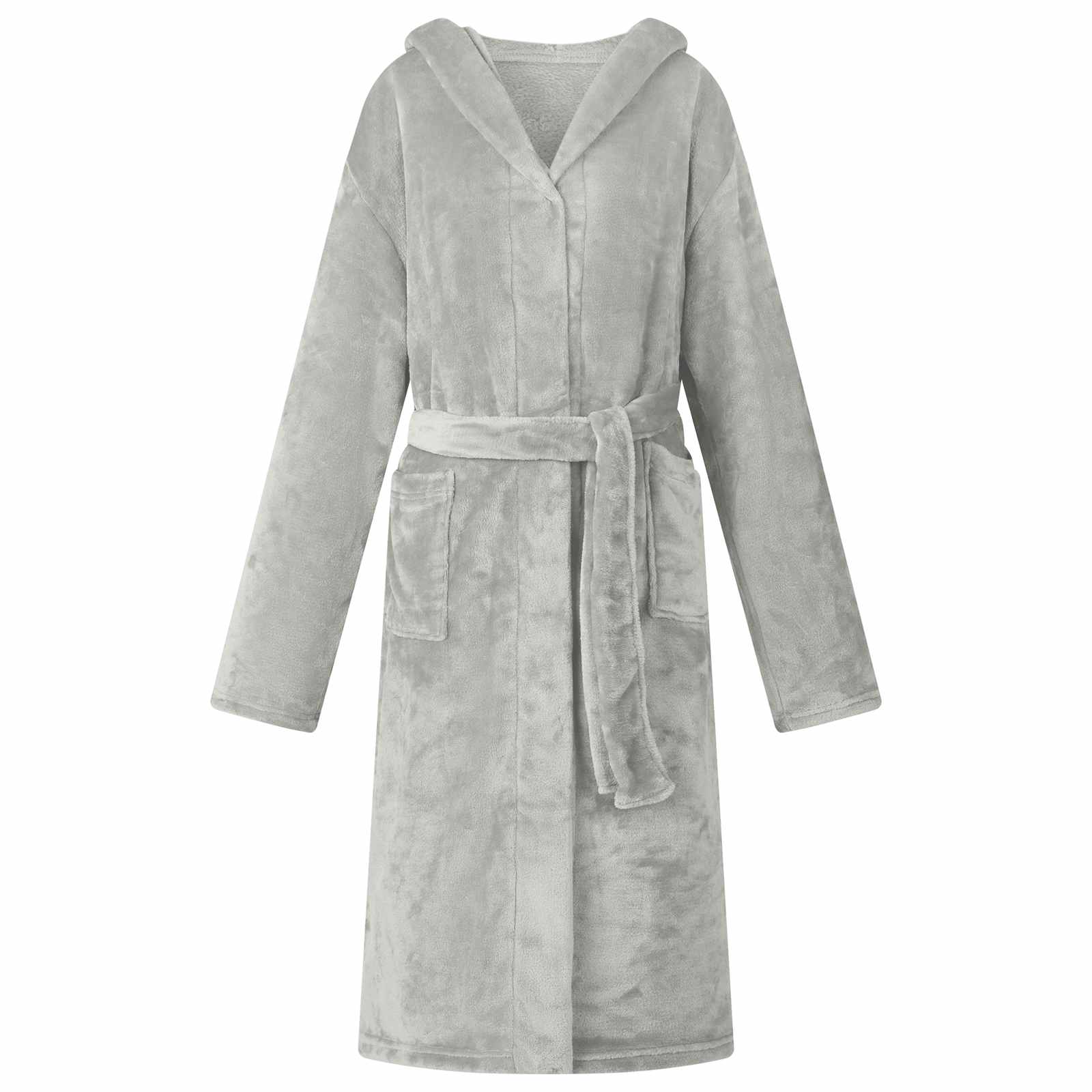Bademantel Hoodie Grau XXXL Flanell