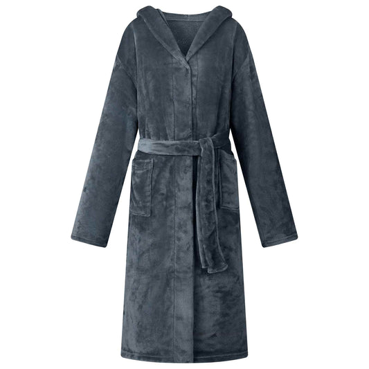 Bademantel Hoodie Marineblau S Flanell