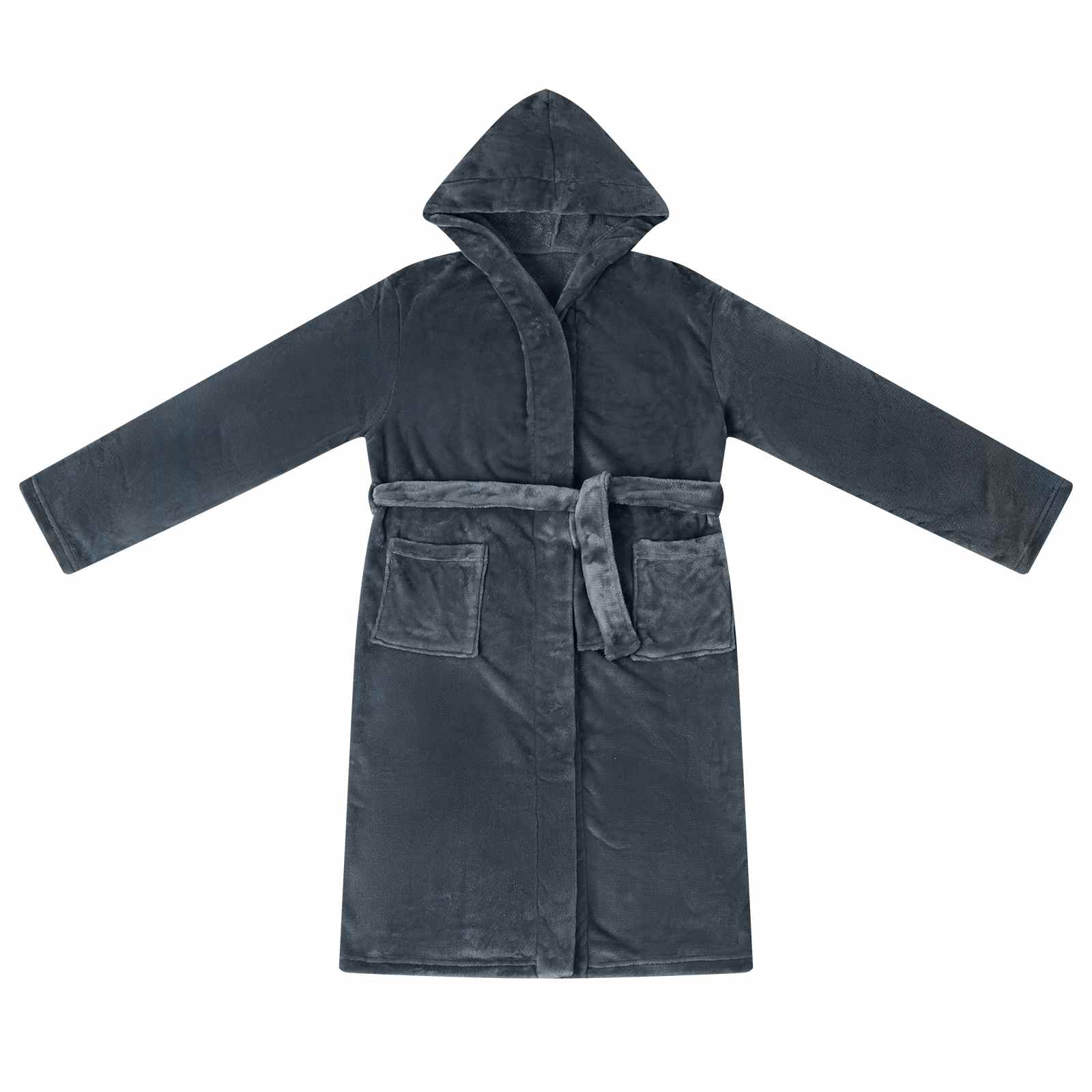 Bademantel Hoodie Marineblau M Flanell