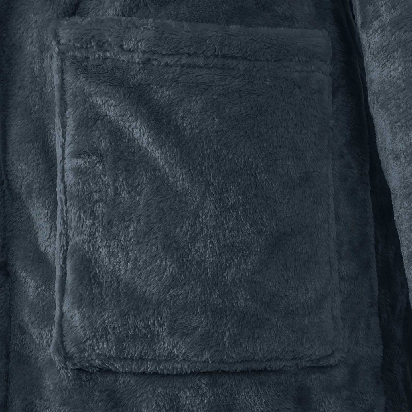 Bademantel Hoodie Marineblau L Flanell